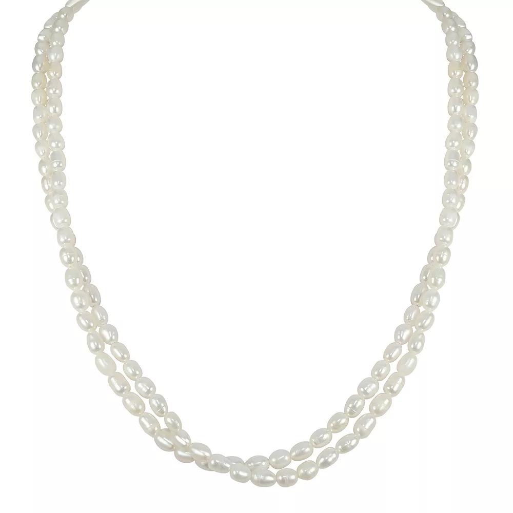 Gemistry Sterling Silver Freshwater Cultured Pearl Double Strand Necklace, Women's,  Product Image