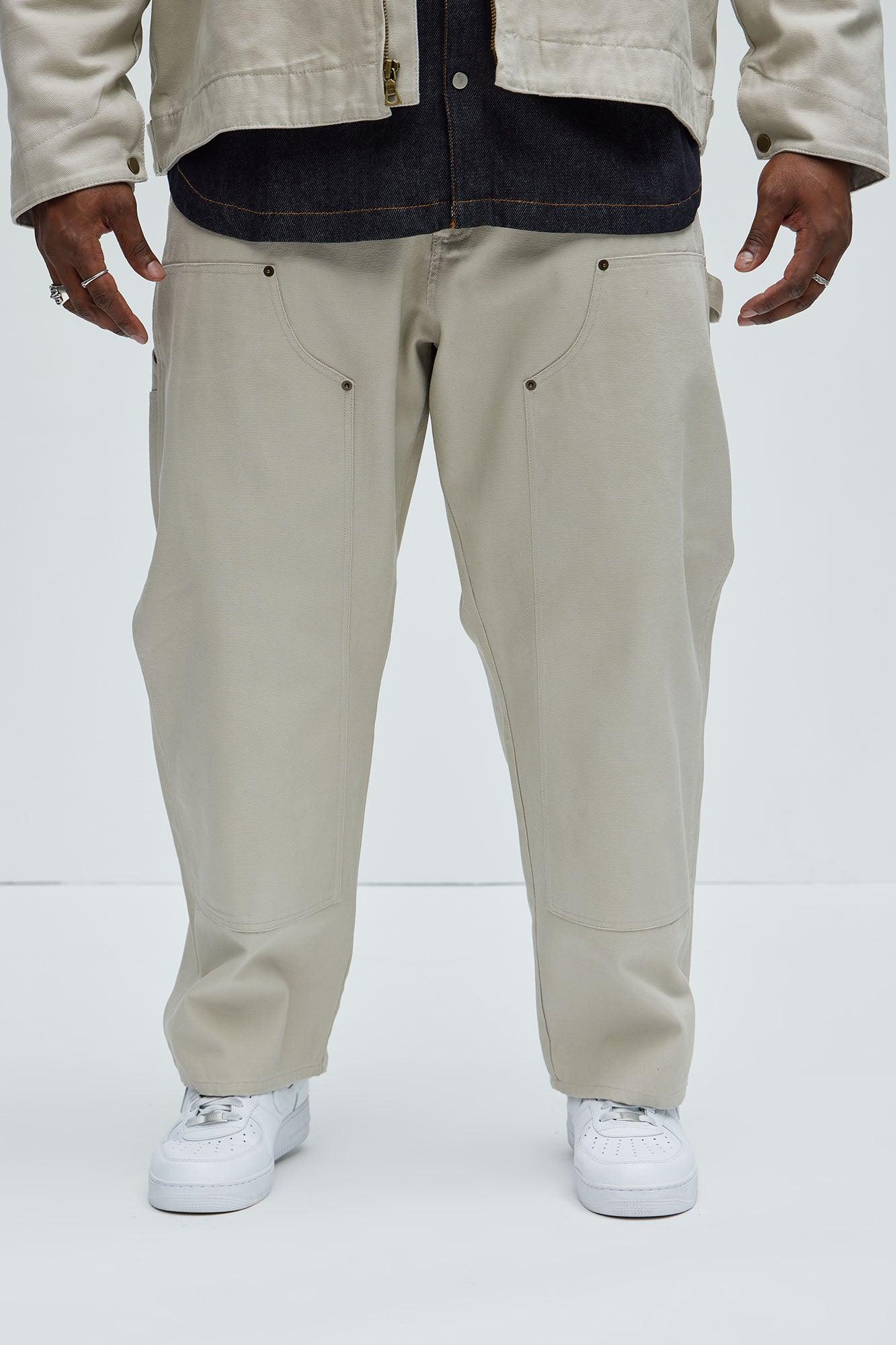Alexander Double Knee Straight Utility Canvas Pants - Off White Product Image