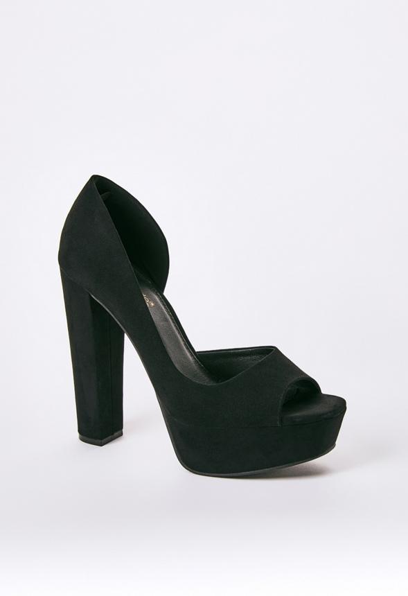 JustFab Margaux Platform Loafer Pump Womens Black/ White Size 8.5 Product Image