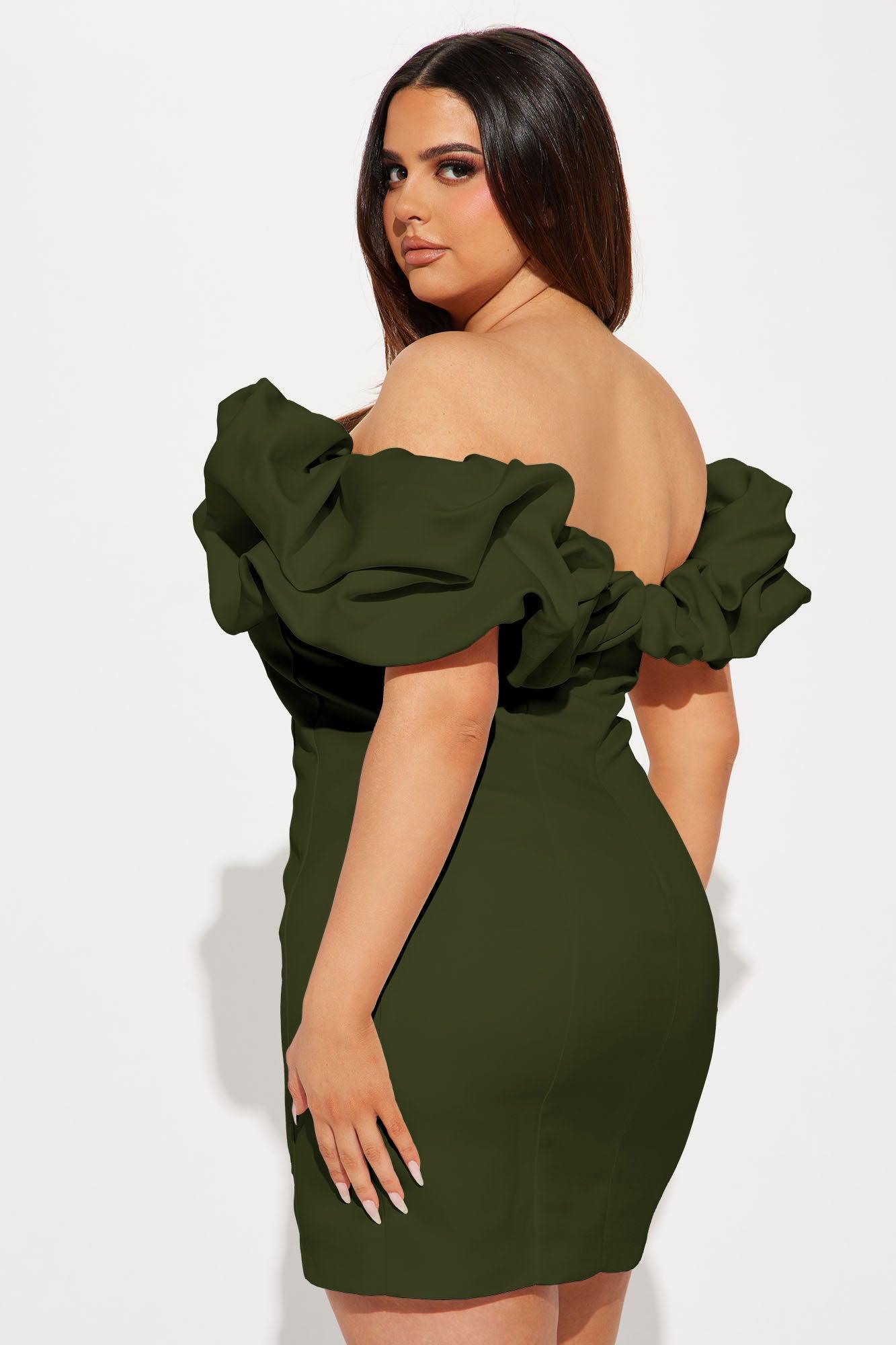 Parisian Nights Mini Dress - Olive Female Product Image