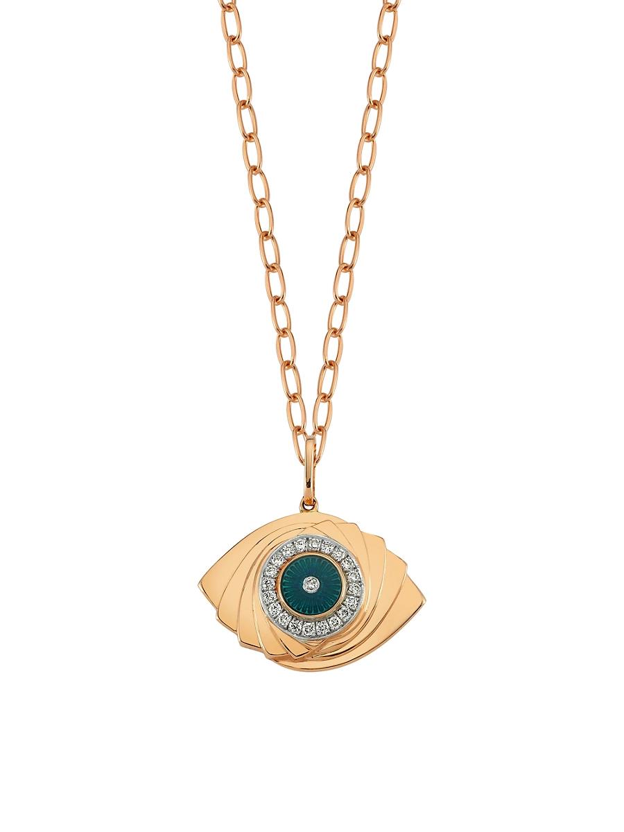 Womens Guardian Two-Tone 14K Gold & 0.2 TCW Diamond Evil Eye Pendant Necklace Product Image
