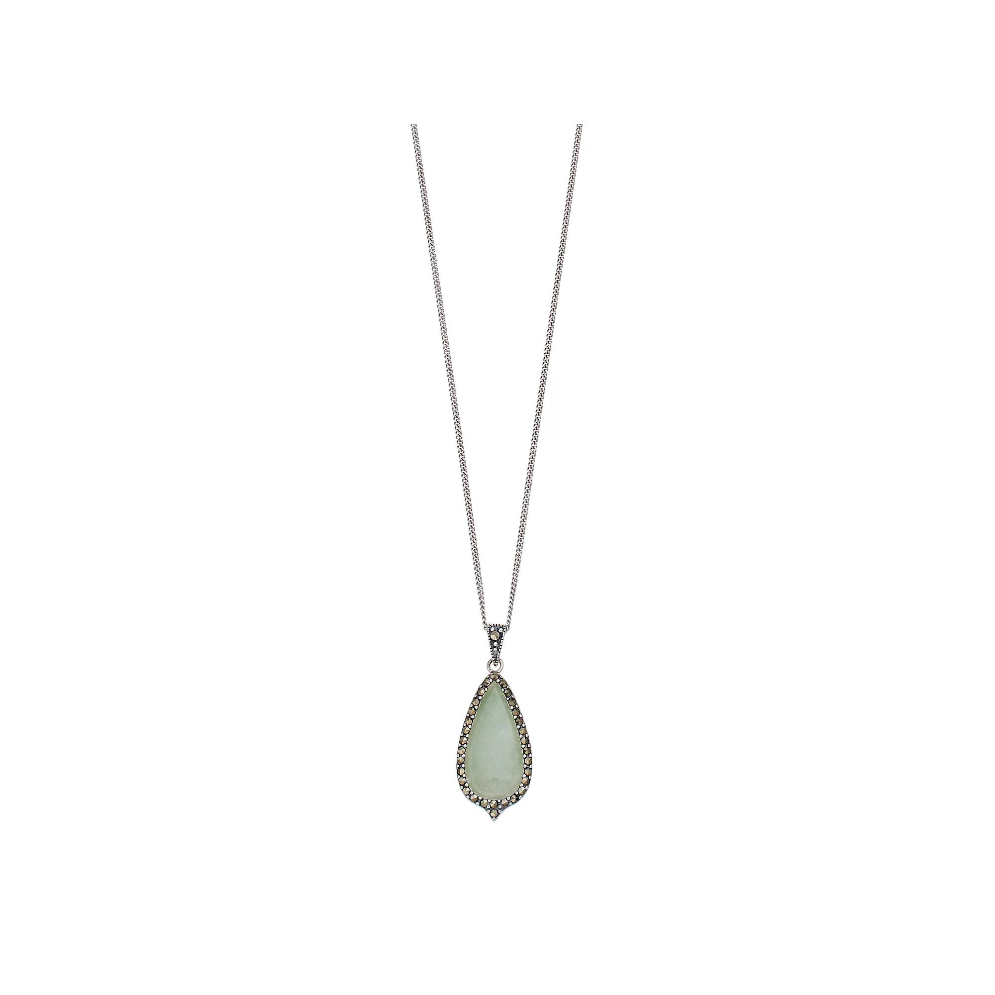 Celebration Gems Sterling Silver Pear Shaped Labradorite & Diamond Accent Pendant Necklace, Women's, Size: 18" Product Image