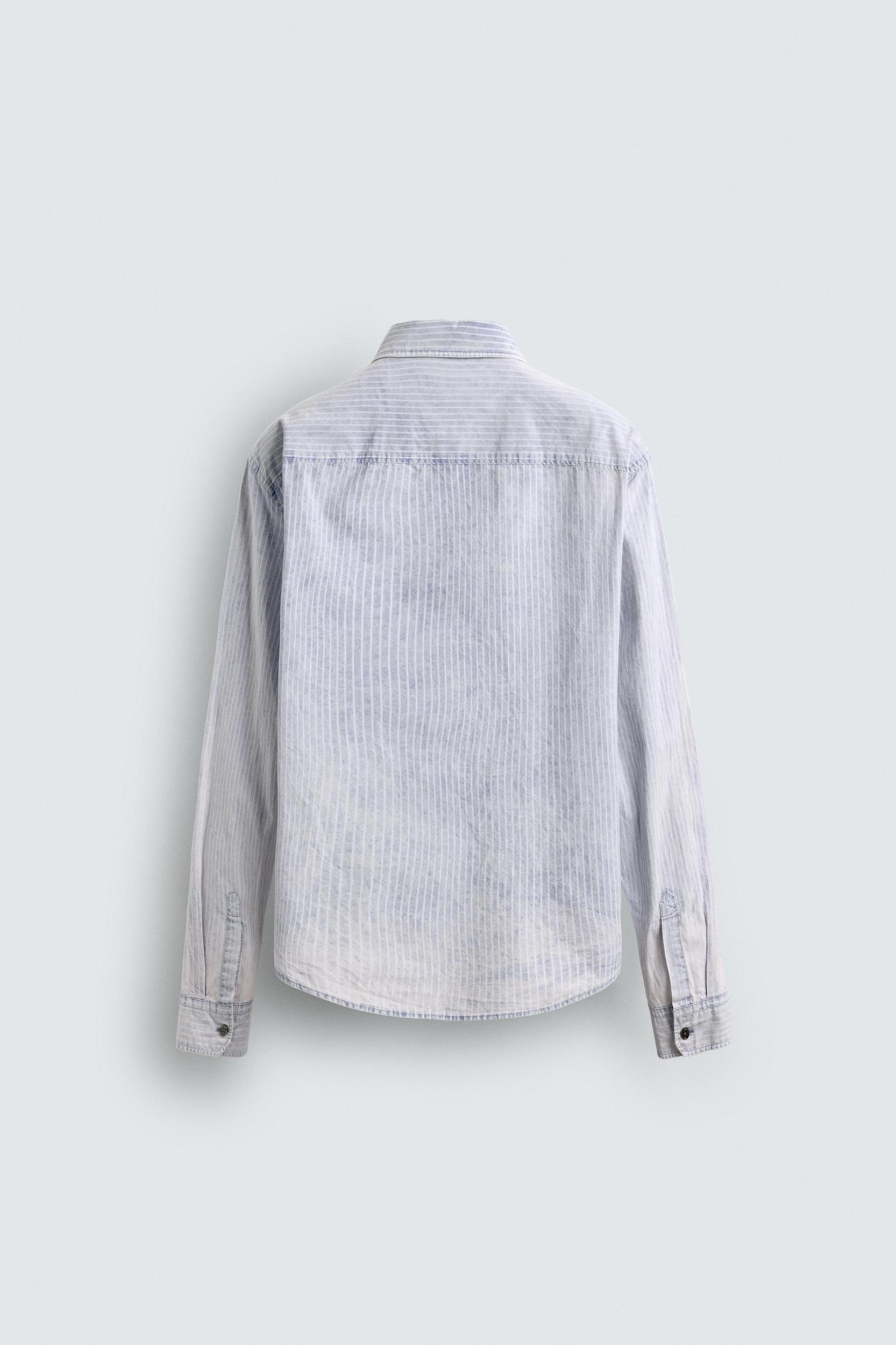 WASHED STRIPED RELAXED FIT SHIRT Product Image