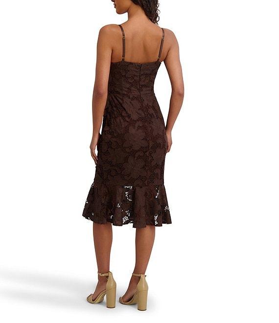 SIENA Lace Sweetheart Neck Sleeveless Flounce Midi Dress Product Image