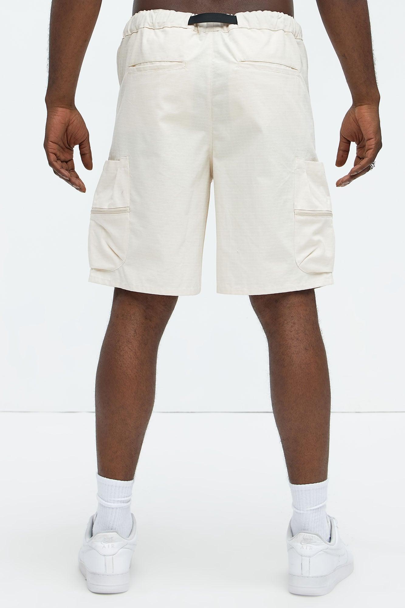 Stacked Ripstop Relaxed Cargo Shorts - Khaki Product Image