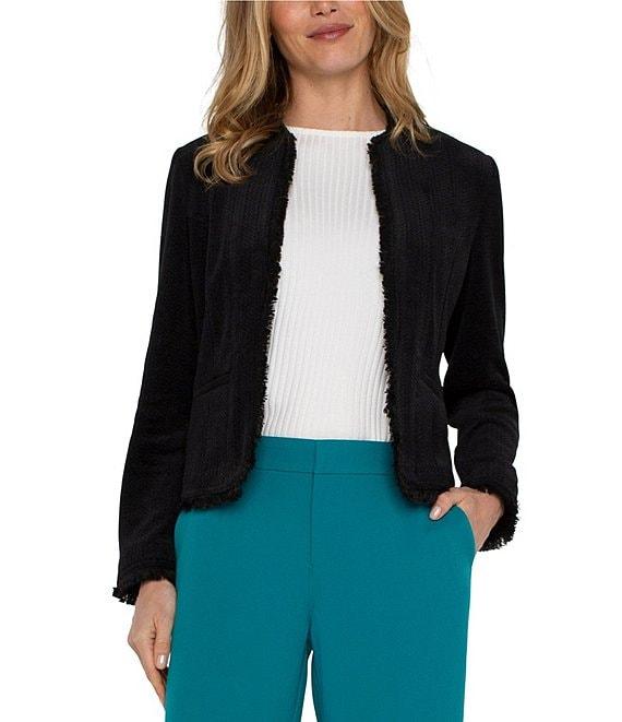 Liverpool Los Angeles Fray Edge Collarless Long Sleeve Jacket Product Image