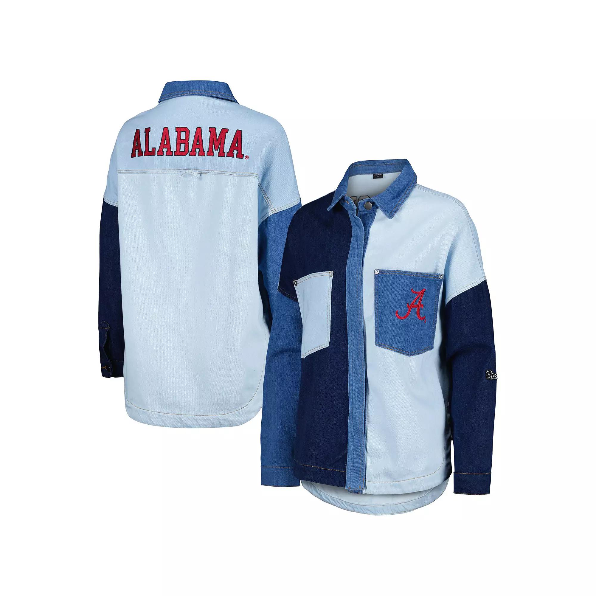 Women's Hype and Vice Denim Alabama Crimson Tide Multi-Hit Hometown Full-Snap Jacket, Size: Large, Turquoise A Product Image