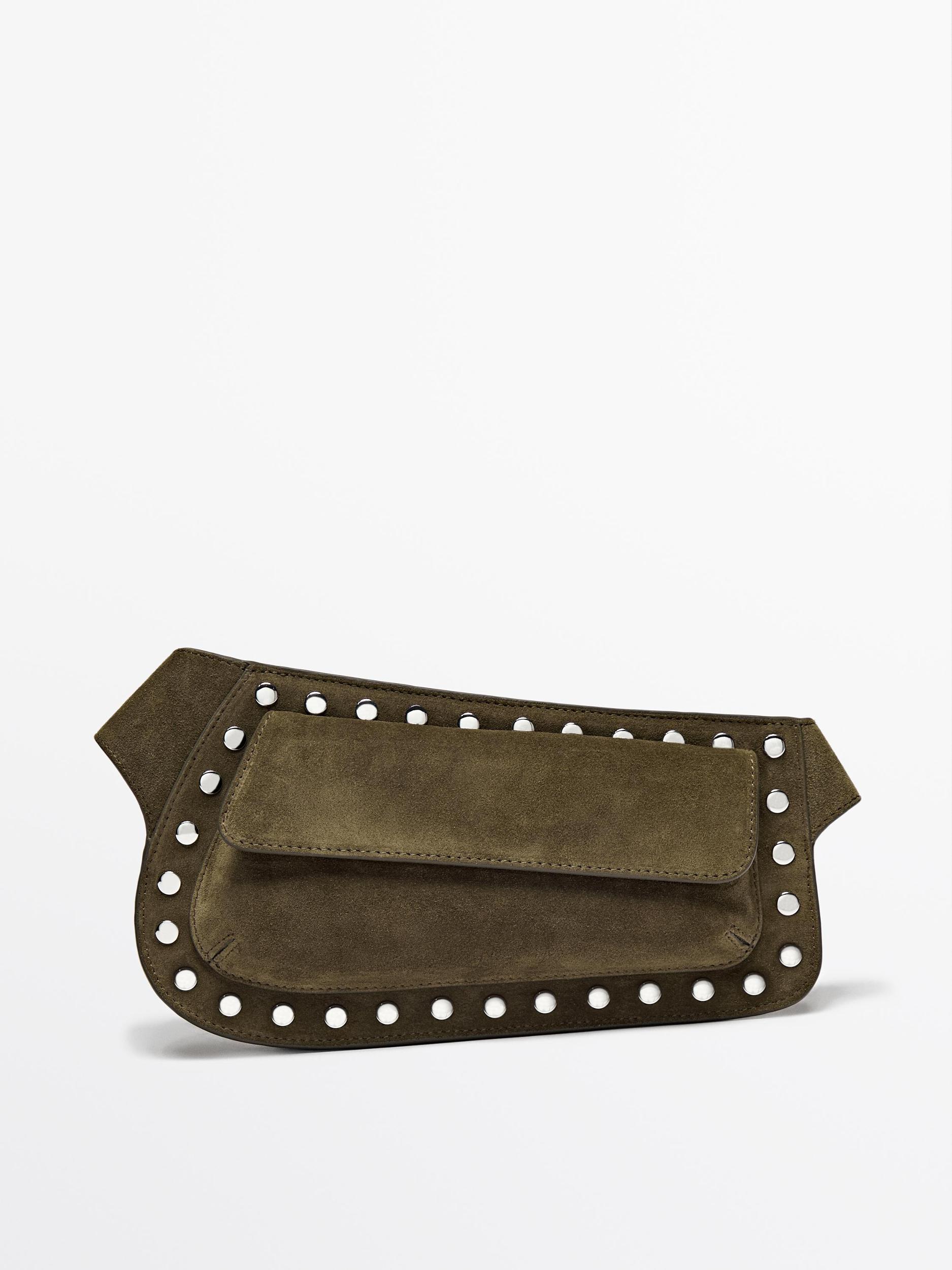 Split suede belt bag with studs Product Image