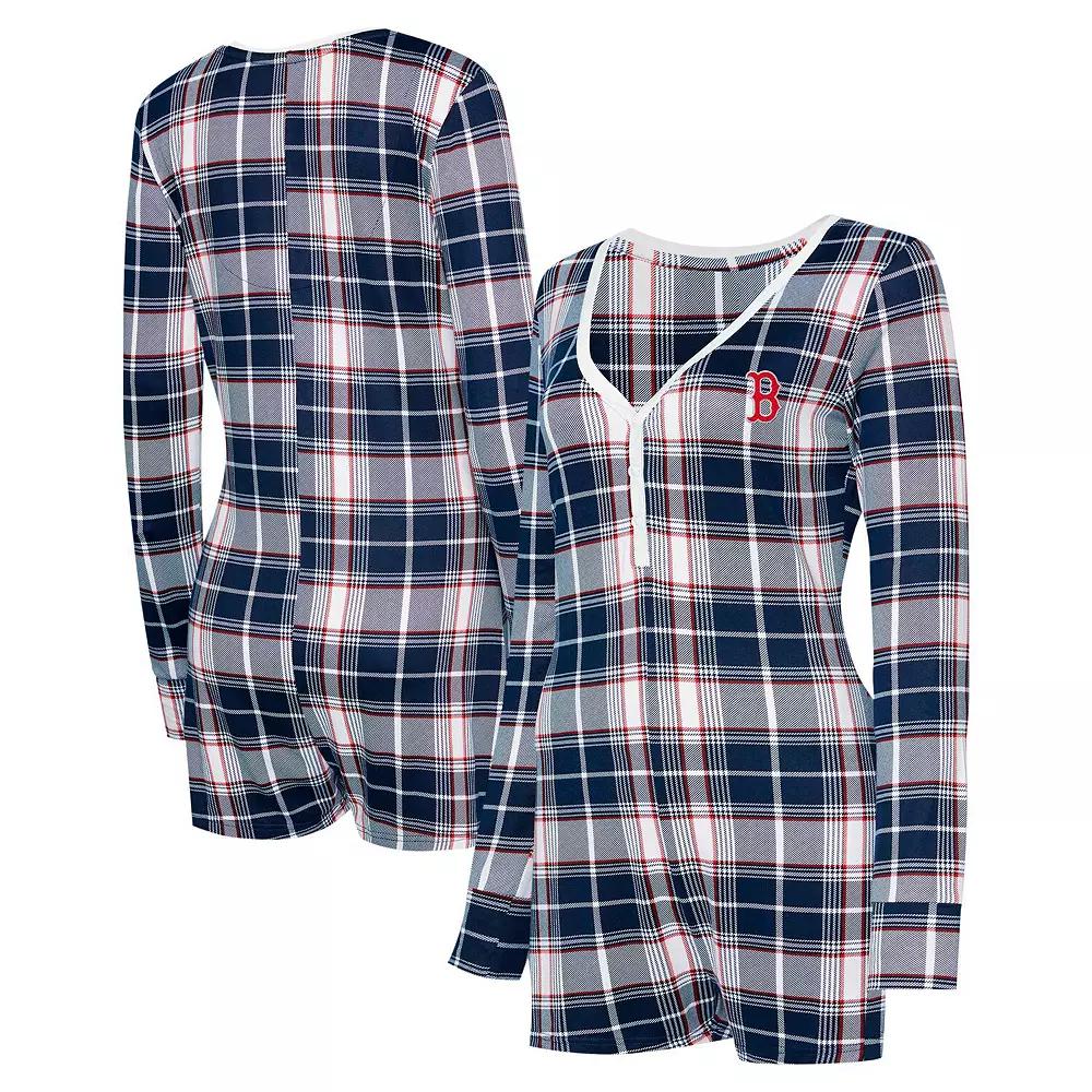 Women's Concepts Sport Navy Boston Red Sox Ashford Plaid V-Neck Knit Romper, Size: Small, Blue Product Image