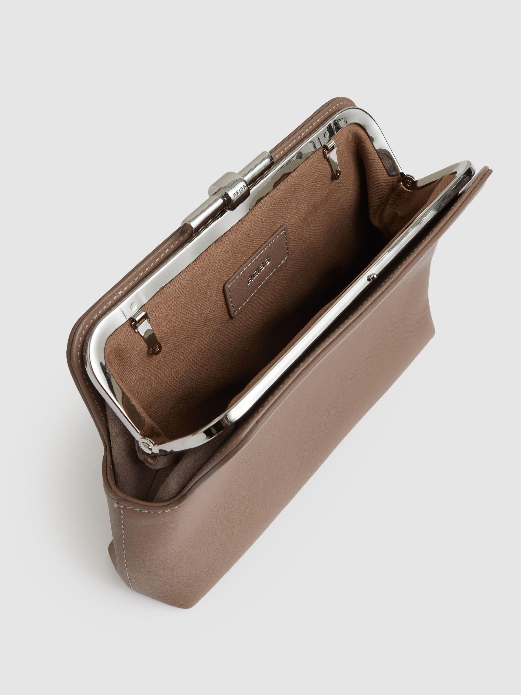 Leather Frame Clutch Bag in Neutral Product Image