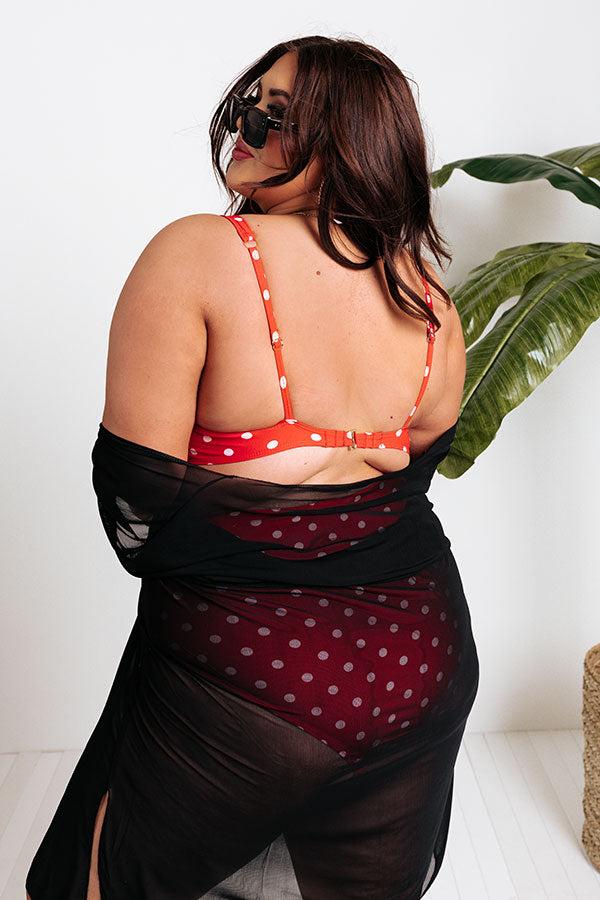 Tanning In Tulum Polka Dot Bikini Top in Red Product Image