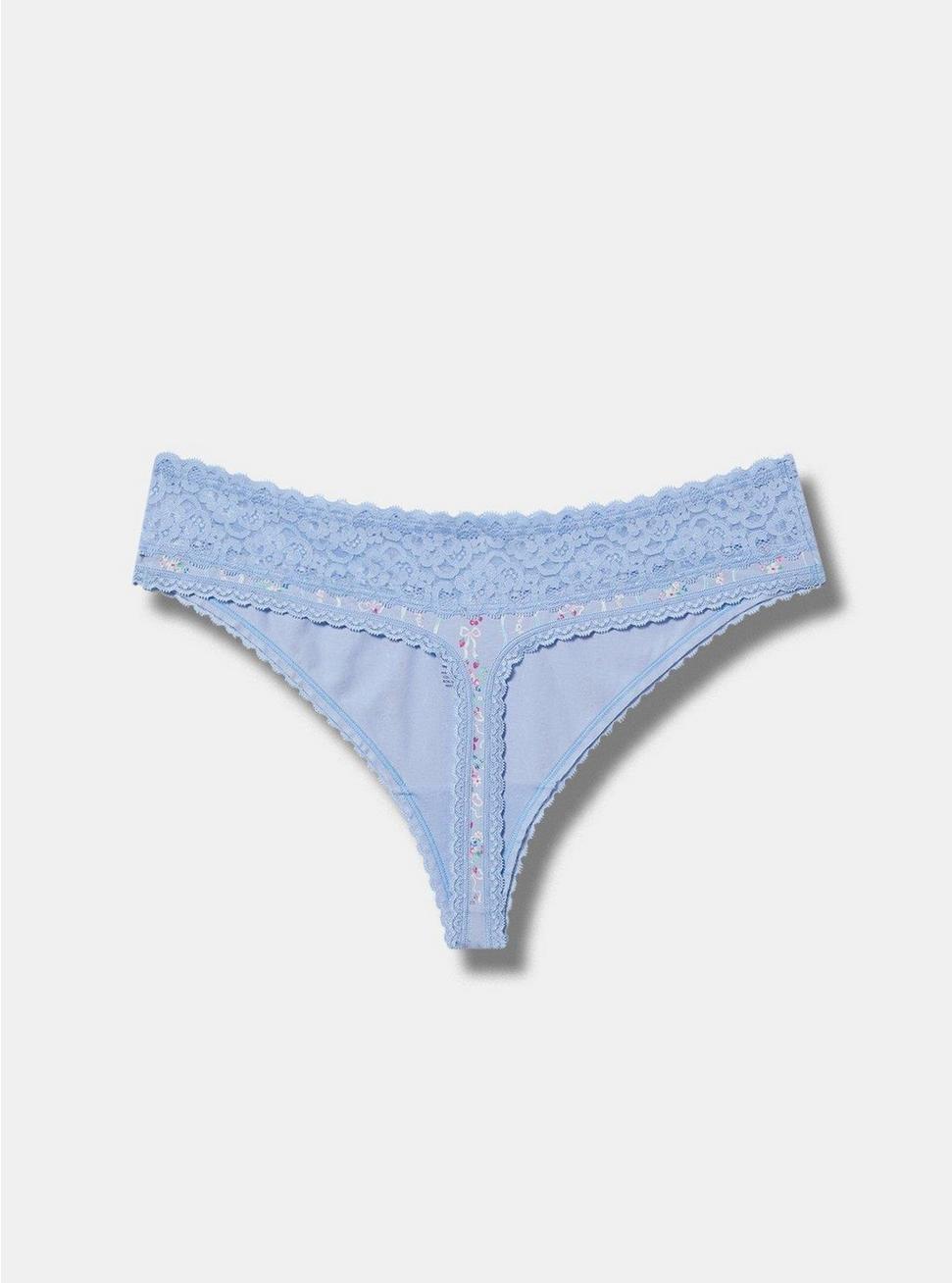 Cotton Mid-Rise Lace Trim Thong Panty Product Image