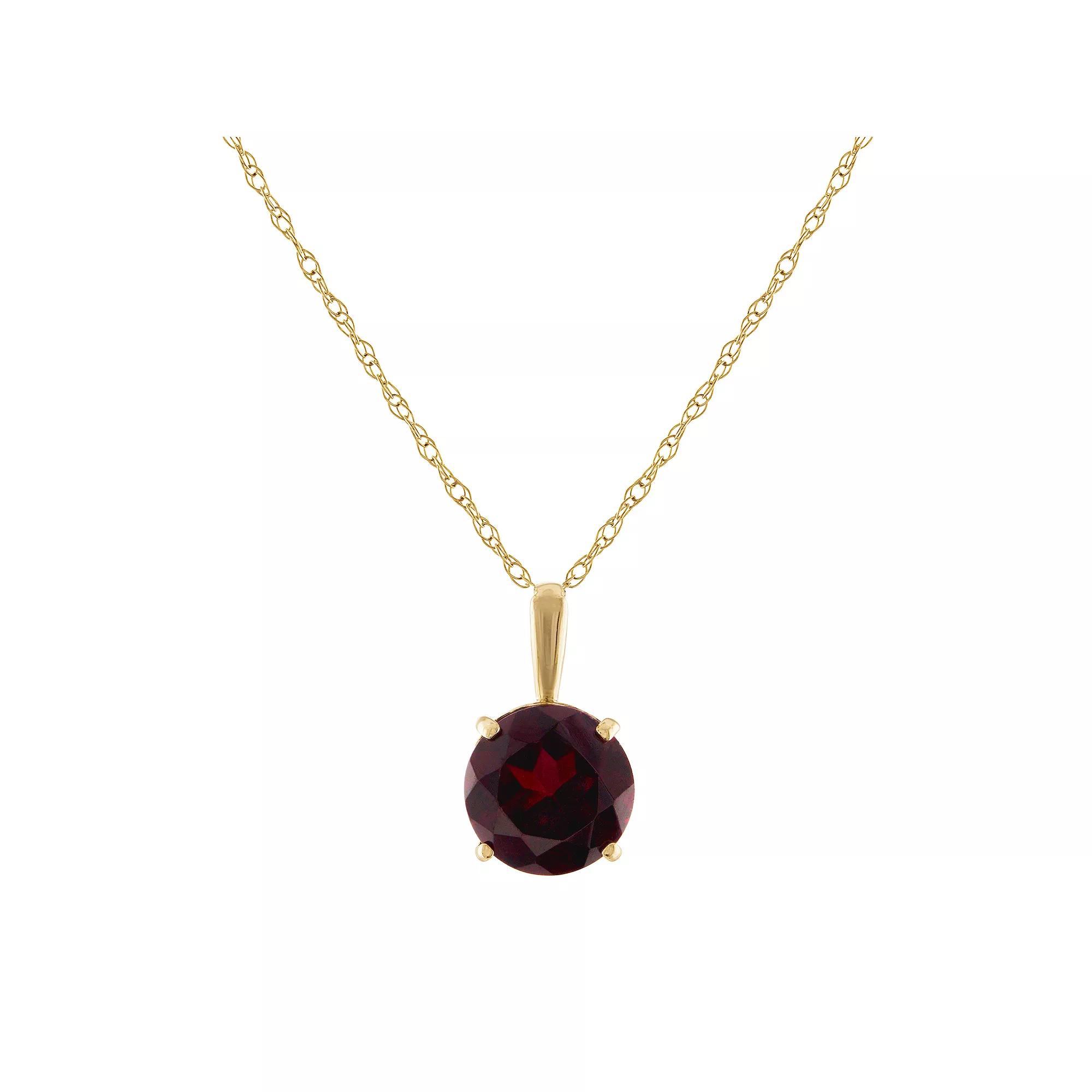 Designs by Gioelli 10k Gold Gemstone Solitaire Pendant Necklace, Women's, Size: 18", Red Product Image