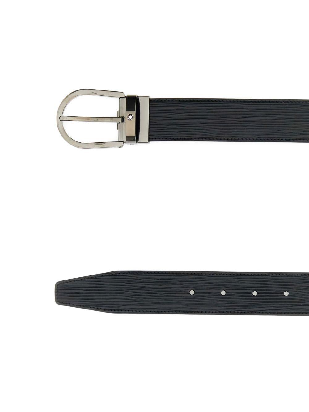MONTBLANC Leather Belt With Adjustable Length And Textured Design In Black Product Image