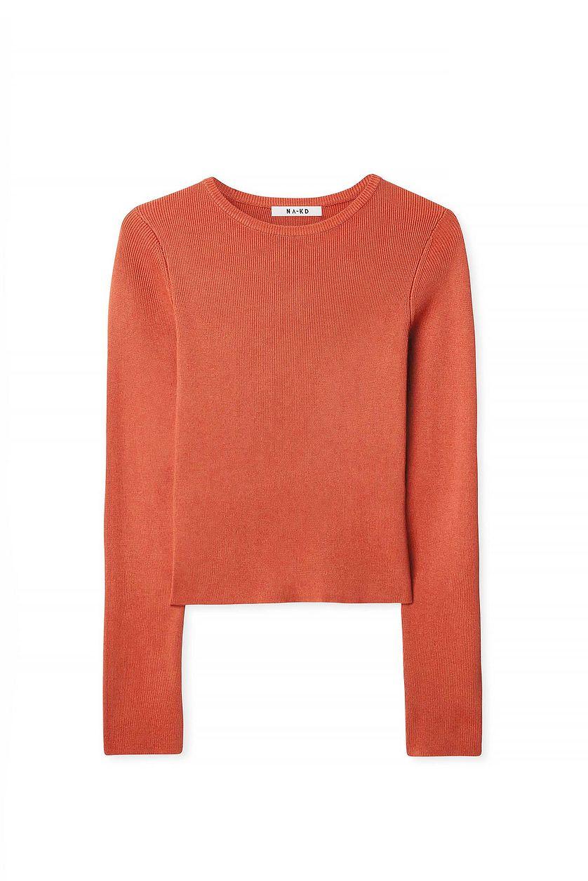 Ribbed Knitted Round Neck Top Product Image