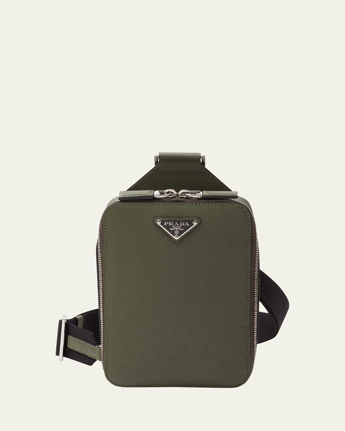 Mens Saffiano Leather Sling Backpack Product Image