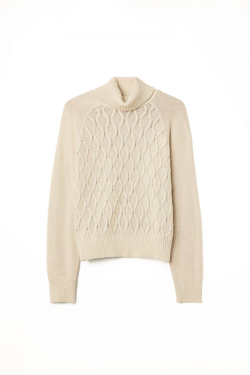Turtle Neck Knitted Cable Sweater Product Image