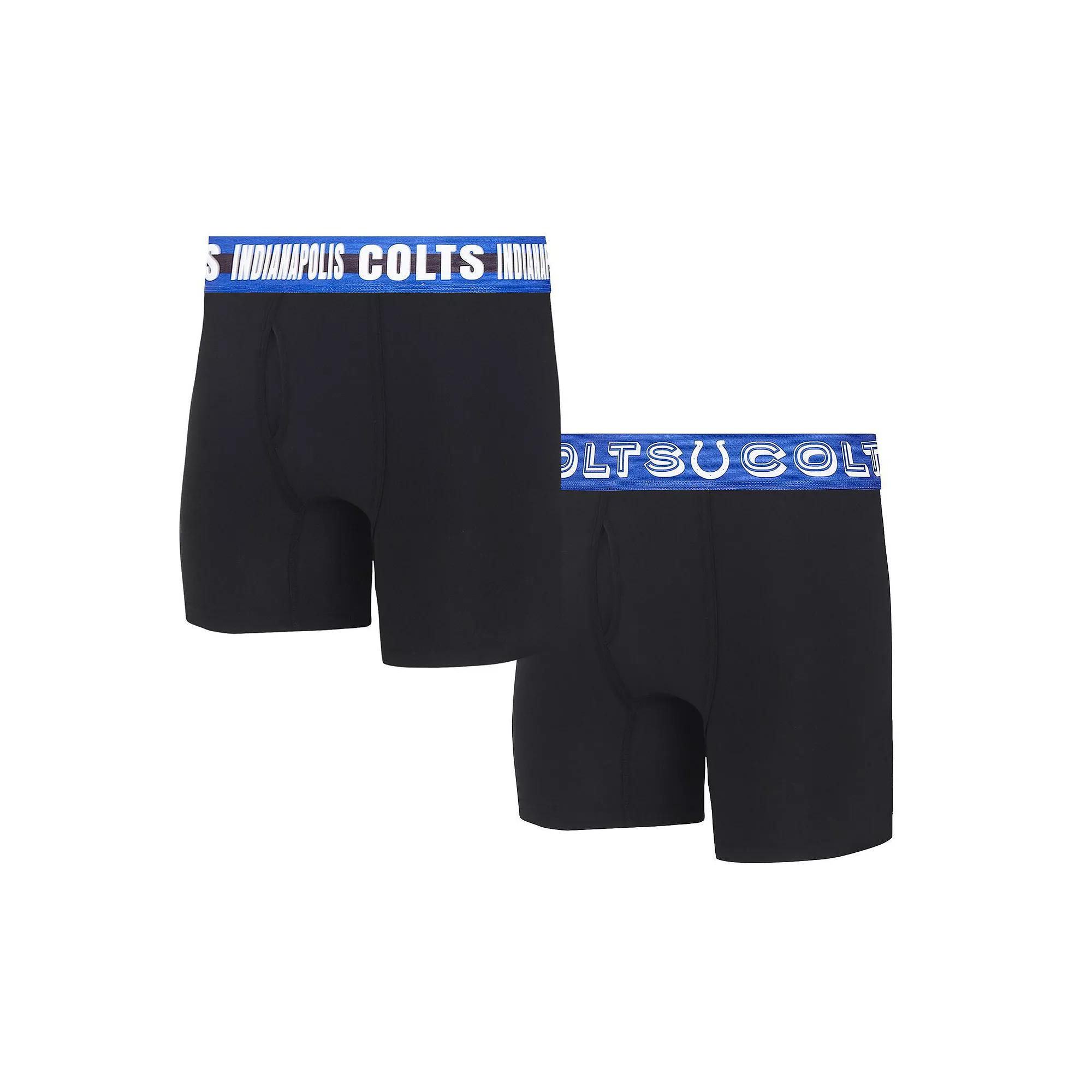 Men's Concepts Sport Indianapolis Colts Gauge Knit Boxer Brief Two-Pack, Size: XL, Black Product Image