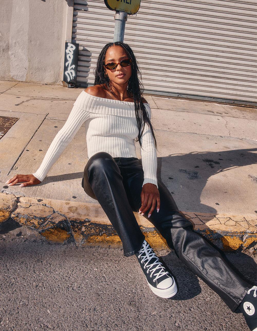 DAZE Go Getter Womens Coated Flare Pants - BLACK Product Image