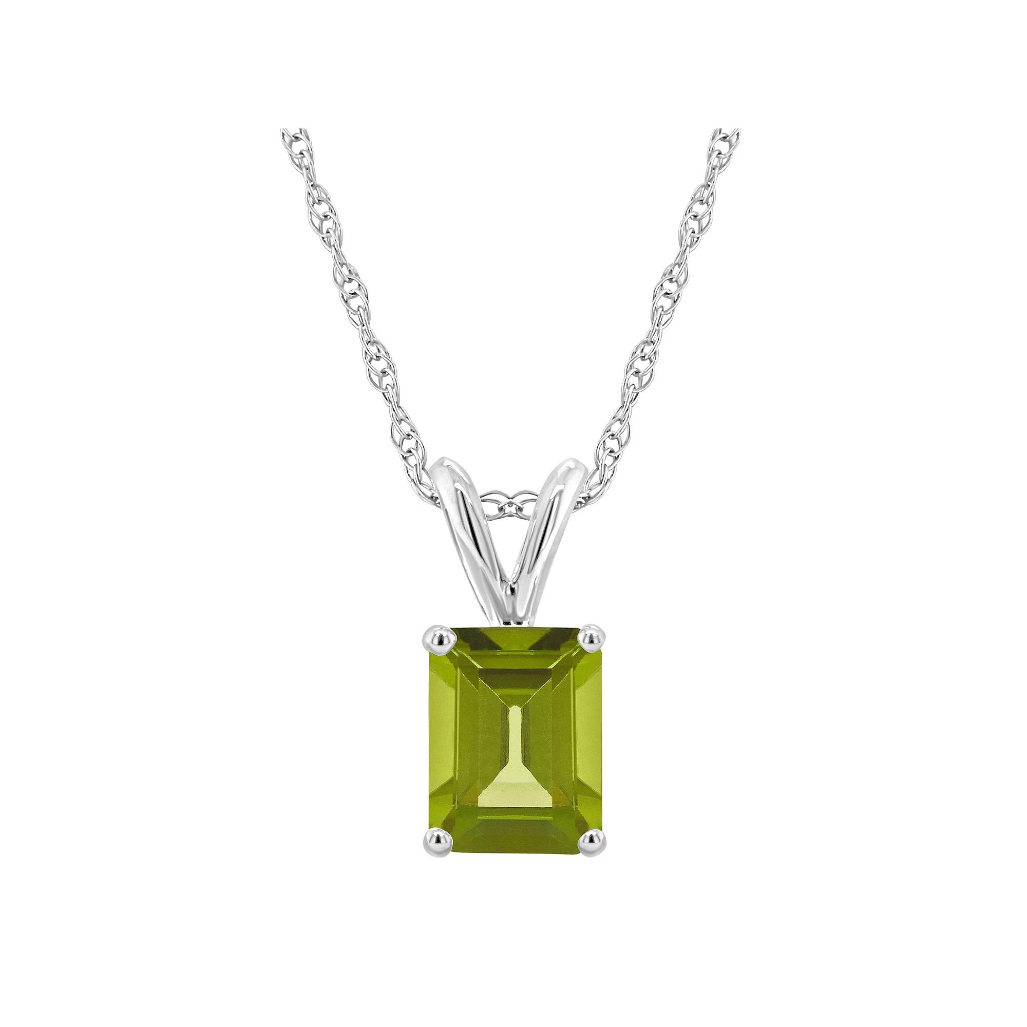 Celebration Gems 14k Gold Emerald Cut Peridot Pendant Necklace, Women's, Size: 18", 14k Whgold Product Image