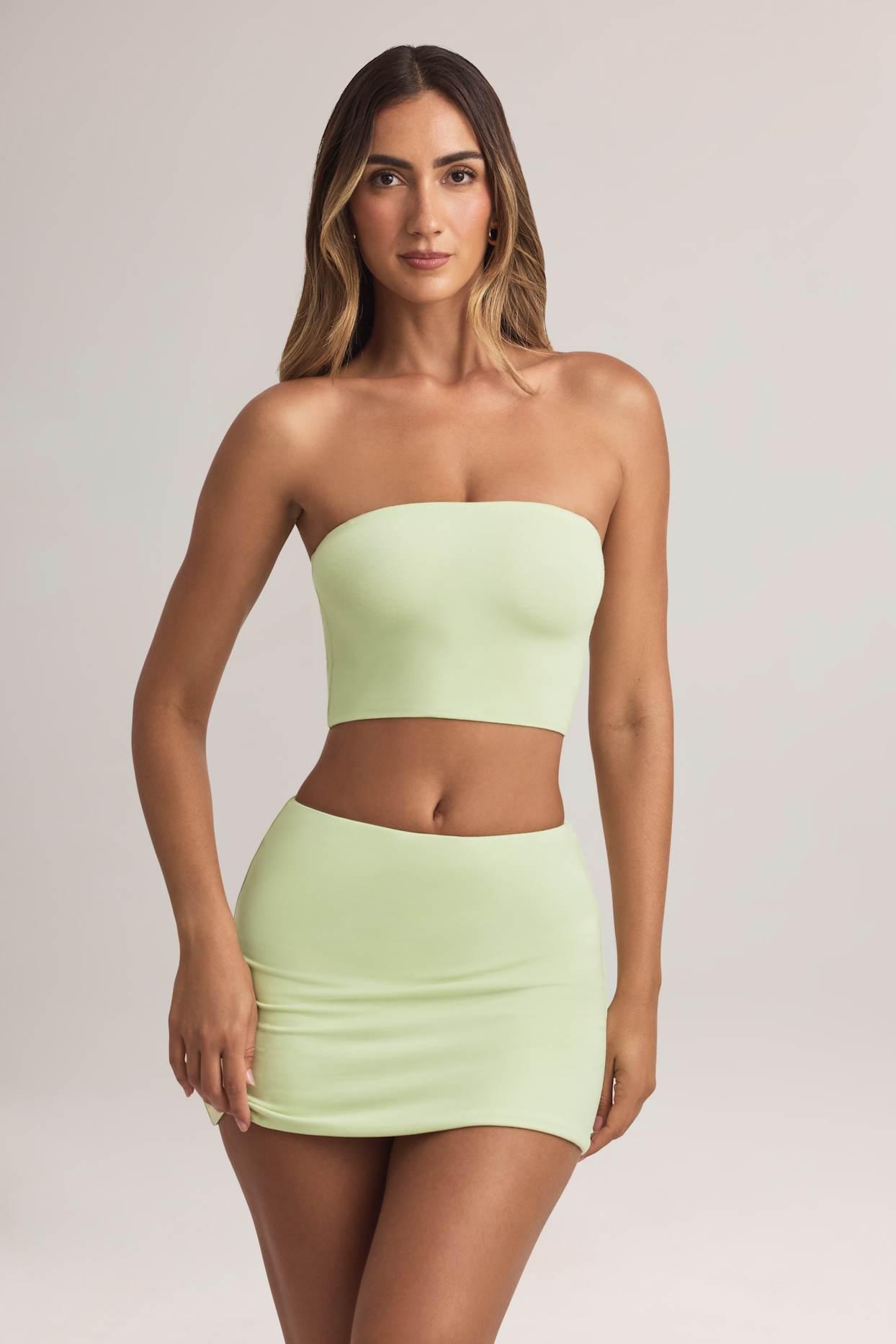 Modal Strapless Crop Top in Sage Green Product Image