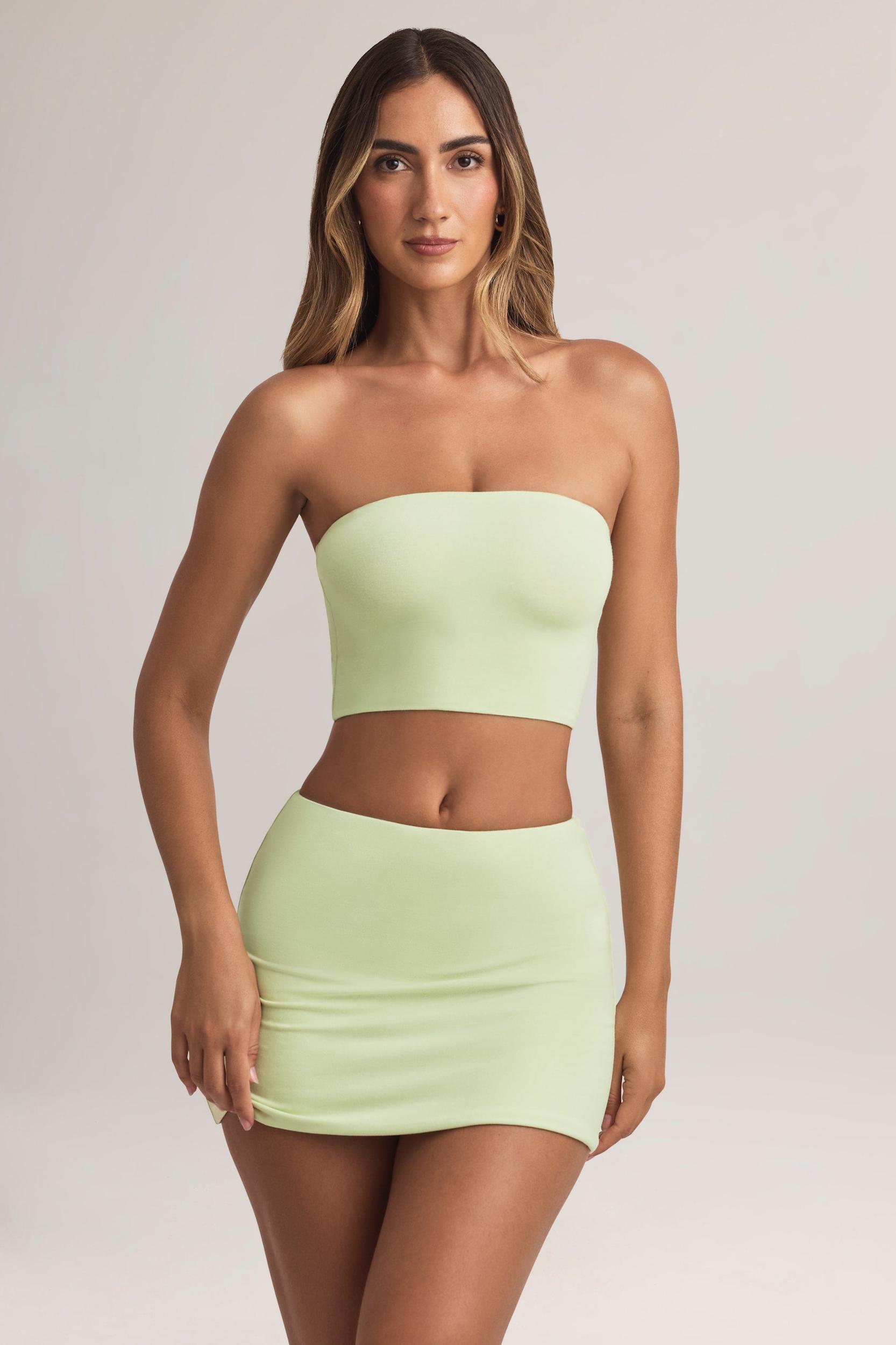 Modal Strapless Crop Top in Sage Green Product Image