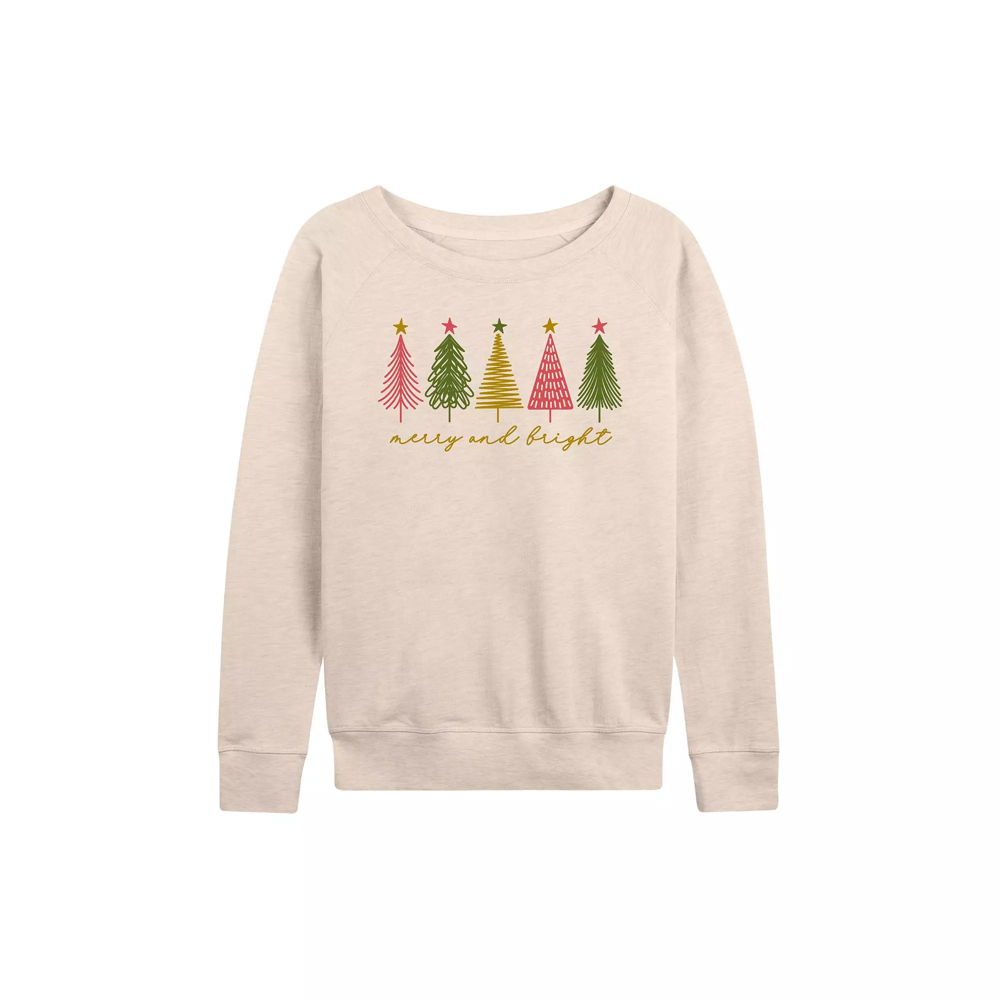 Women's Merry & Bright Christmas French Terry Long Sleeve Tee,  Product Image