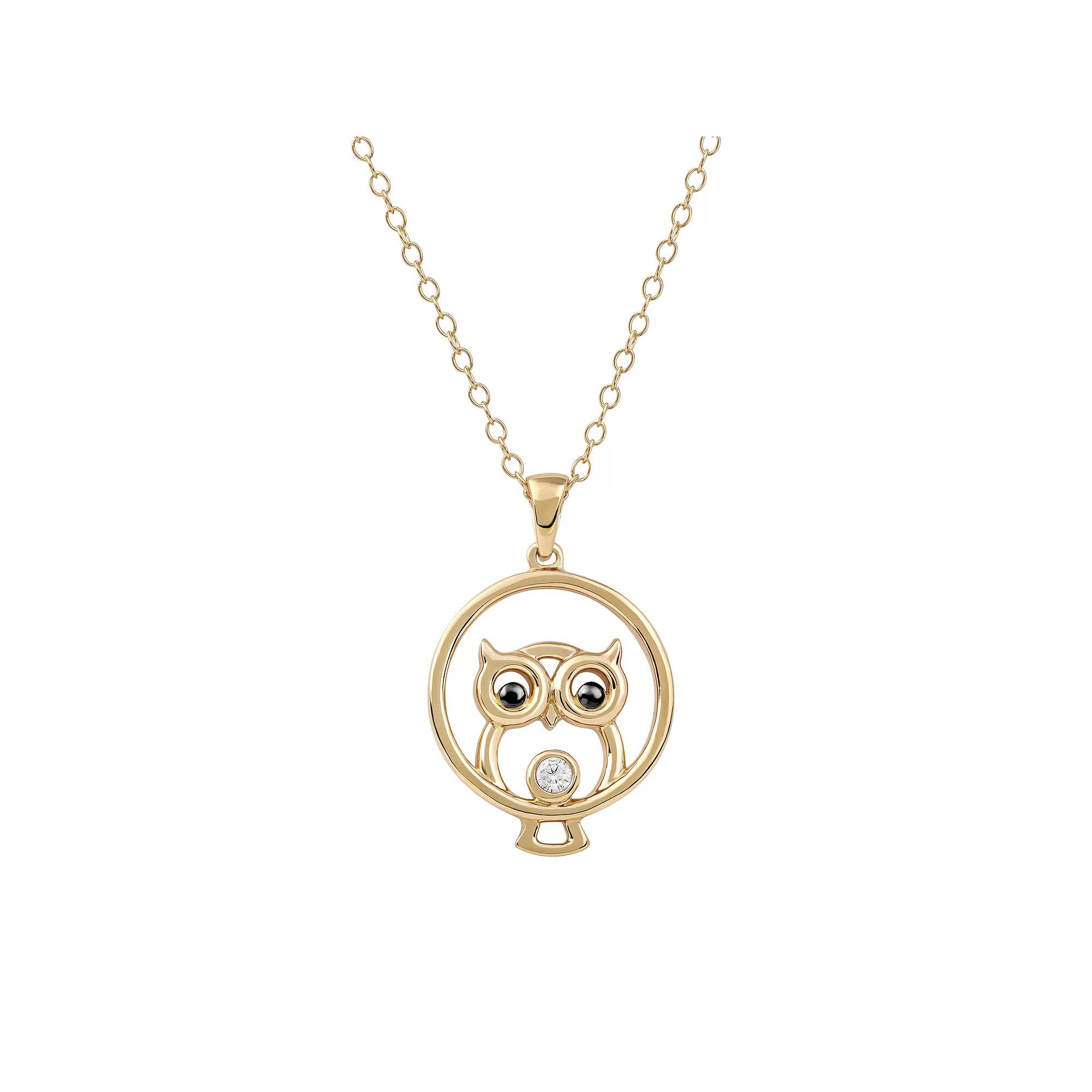 DeCouer Diamond Accent Owl Pendant Necklace, Women's, Size: 18", Gold Tone Product Image