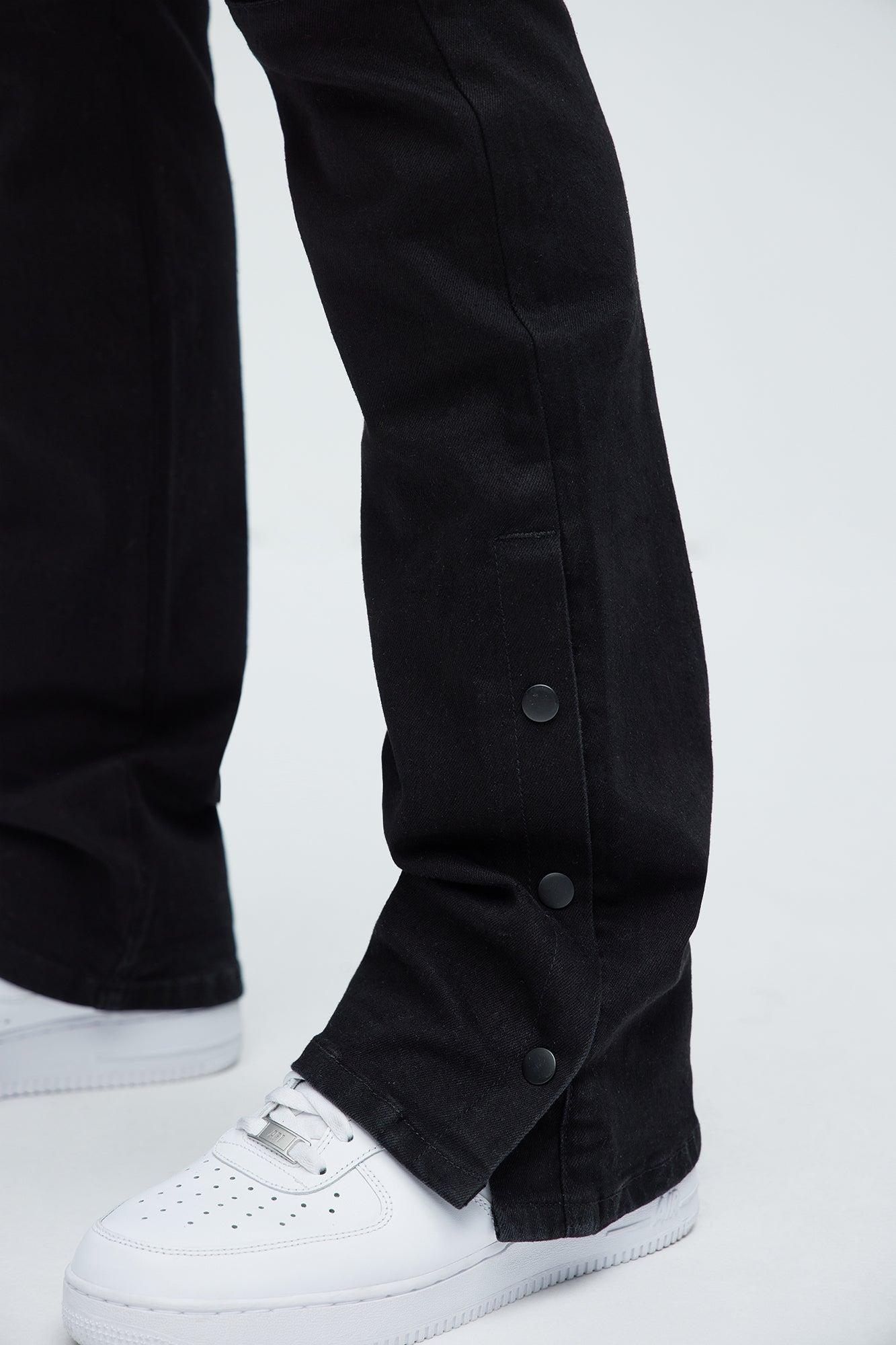 Snap At It Cargo Stacked Skinny Flare Jeans - Black Product Image