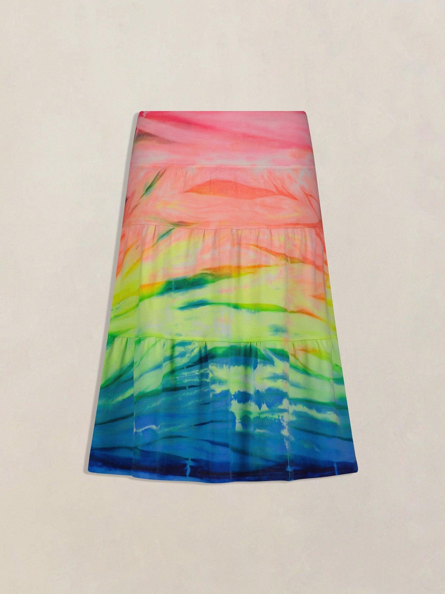 Hard Tail Tiered Knee Length Skirt T-229 Product Image