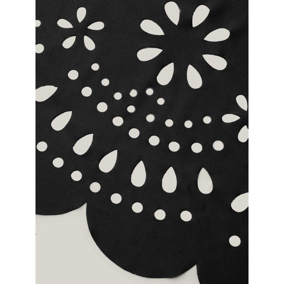 Plus Size Laser Cut Surplice Neck Waist-Cinched Swim Dress Women's Swimwear Black Resort Bodycon Overlap Collar High stretch Curve Swim Dresses BloomChic 26/4X Product Image