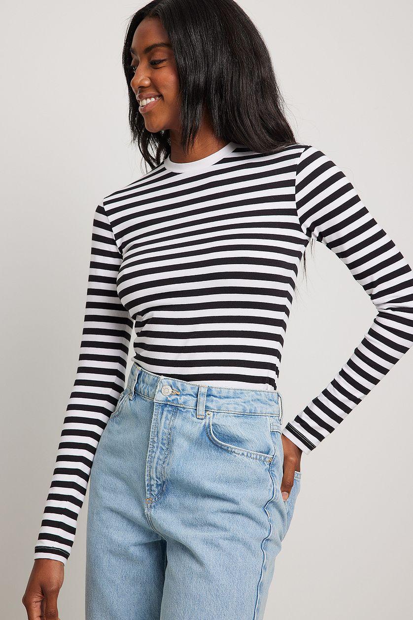 Long Sleeve Striped Fitted Top Product Image