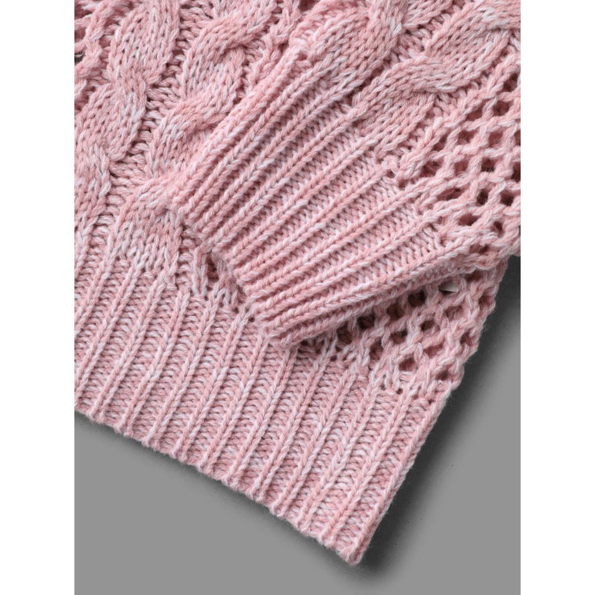 Plus Size Cut-Out Crochet Textured Open-Front Cardigan Blush Women Casual Loose Long Sleeve Everyday Cardigans BloomChic 28/5X Product Image