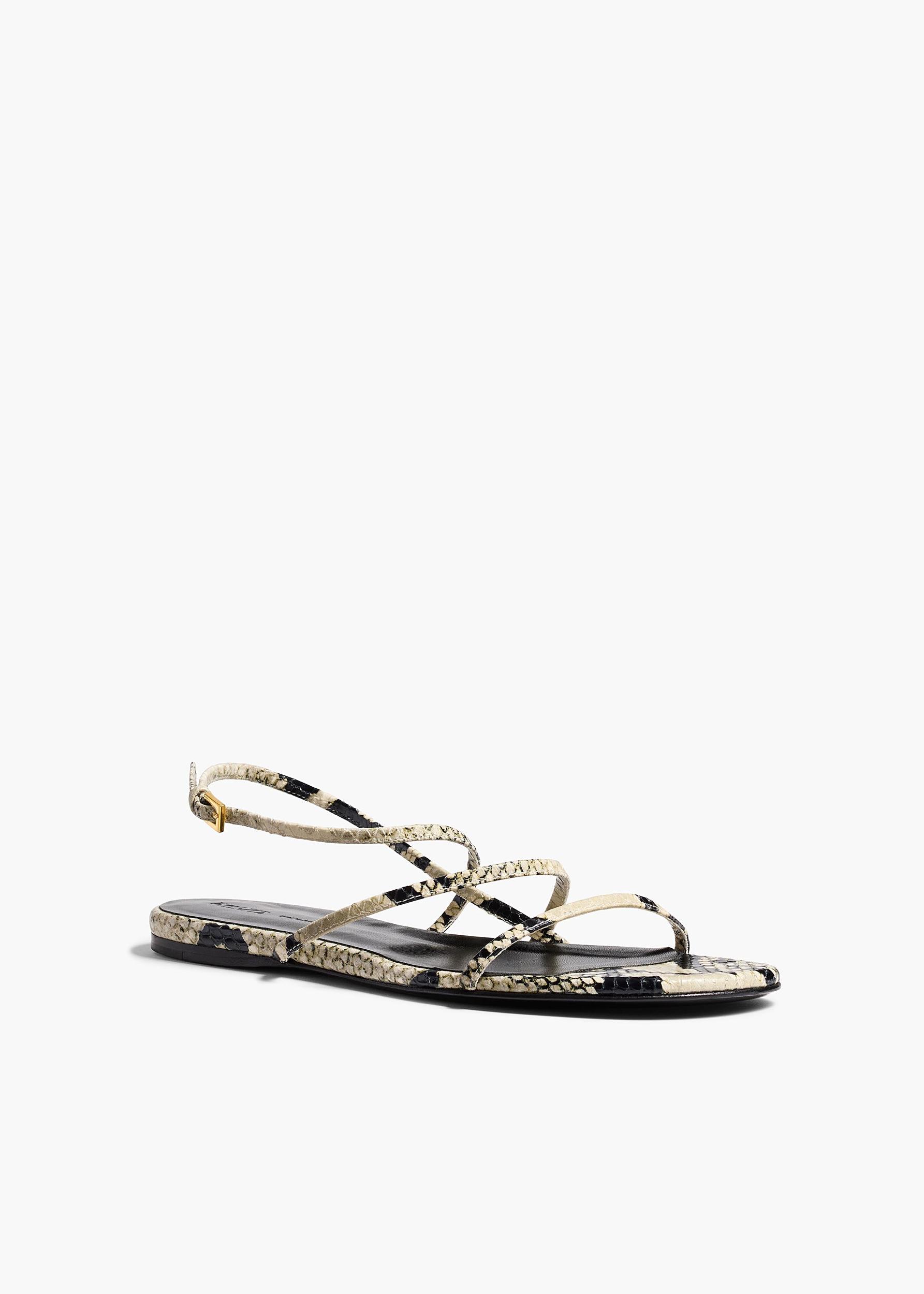 Loop Flat Sandal in Natural Python-Embossed Leather Product Image