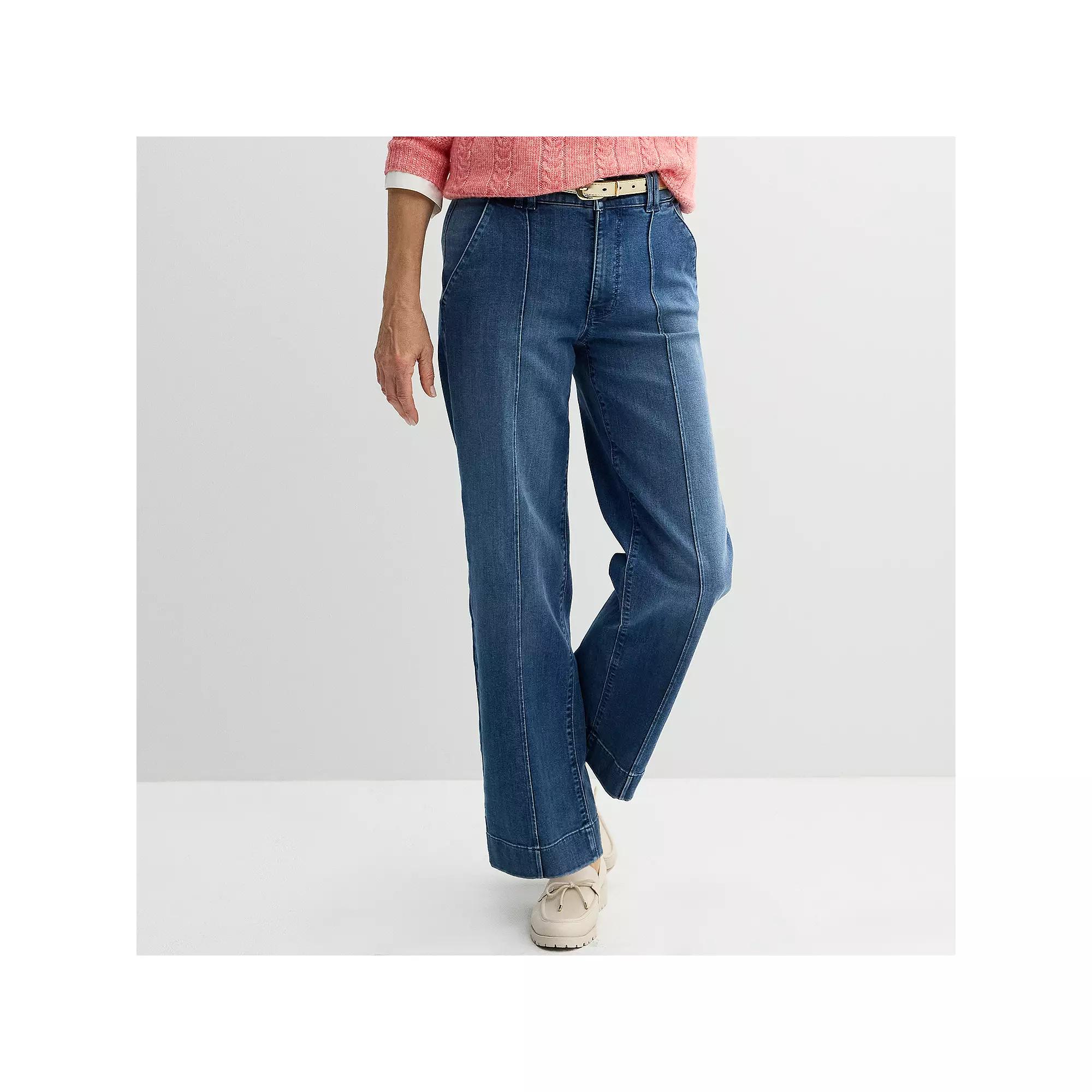 Womens Croft & Barrow Pintuck Denim Relaxed Straight Leg Jeans Medium Blue Product Image