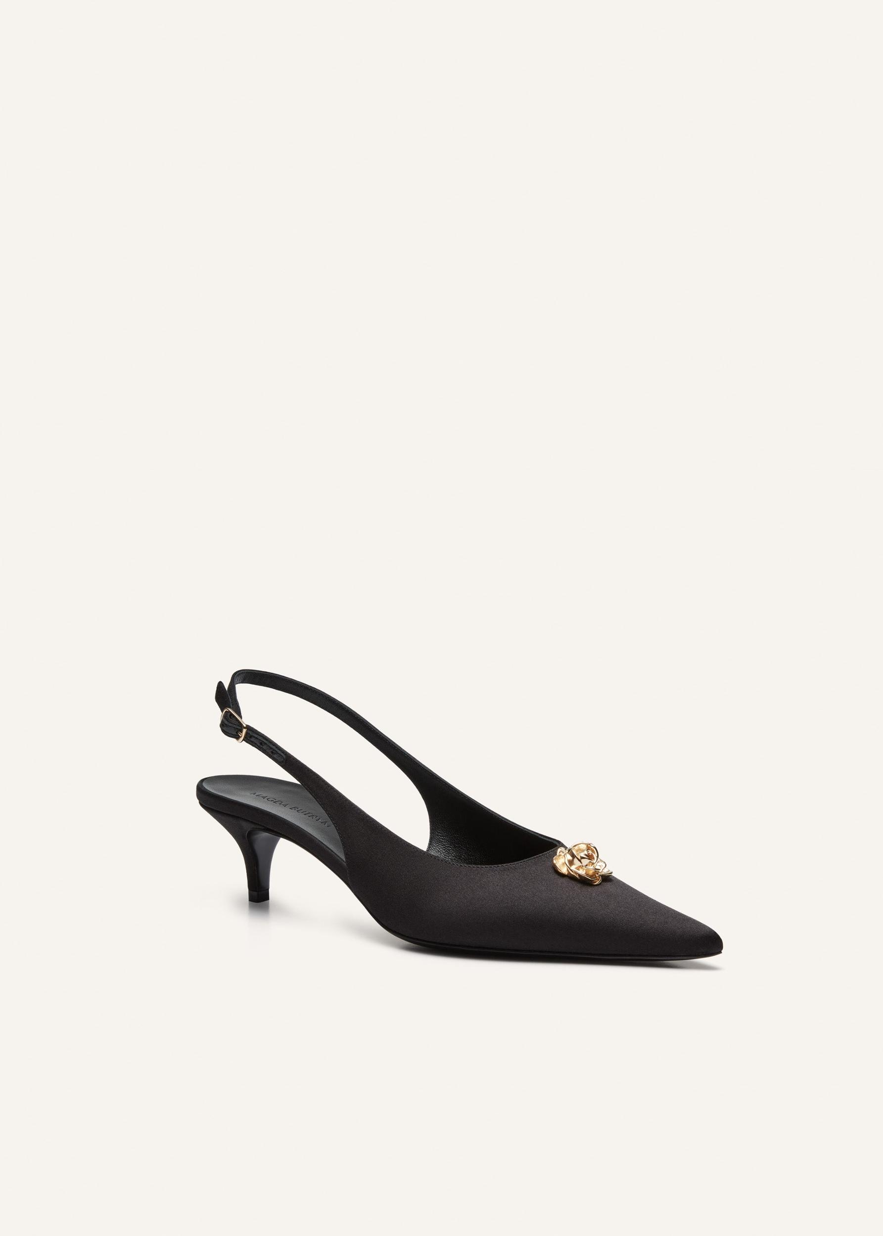 Slingback rosette kitten heels in gold rose Product Image