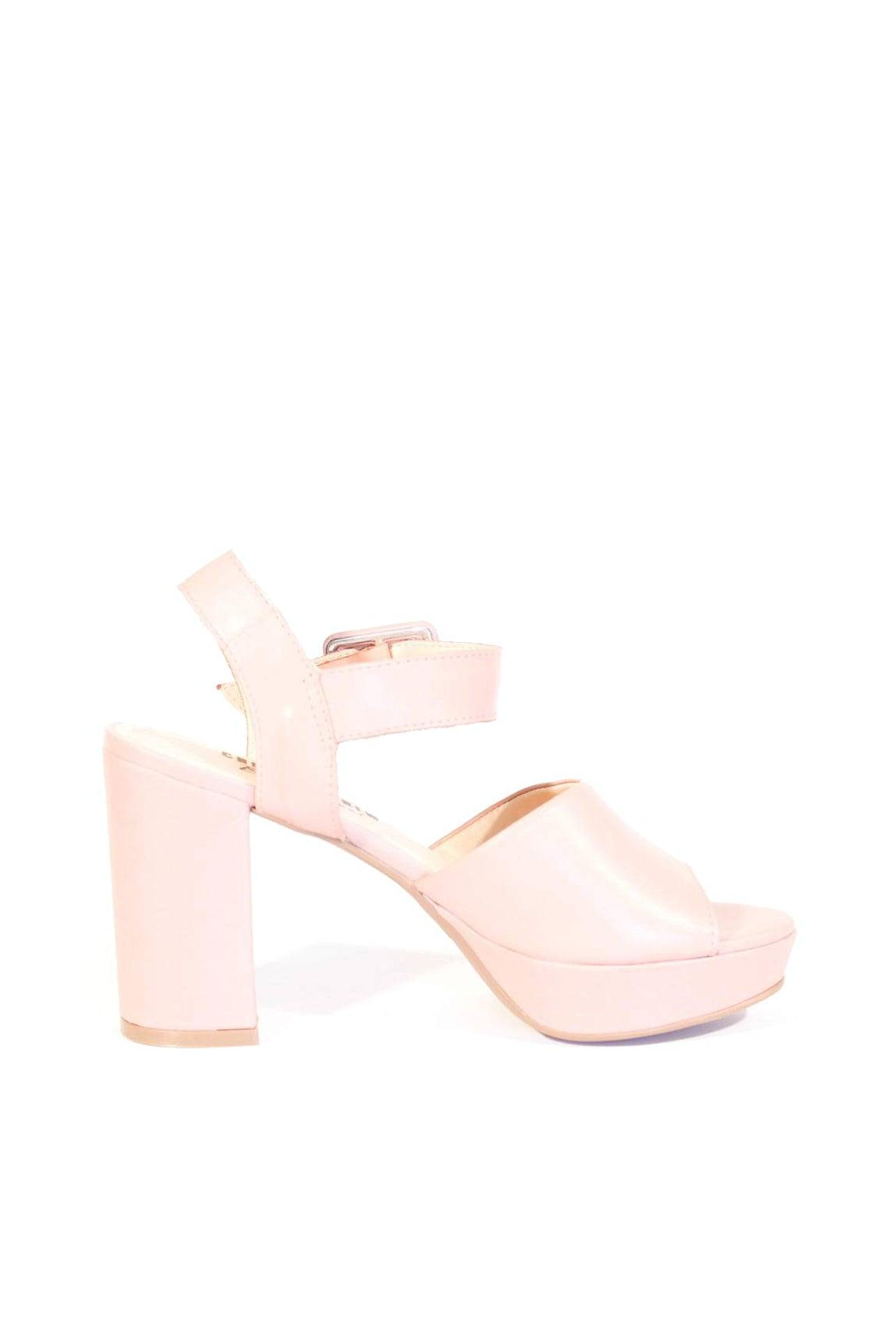 Rose Leather Platform Heels Product Image