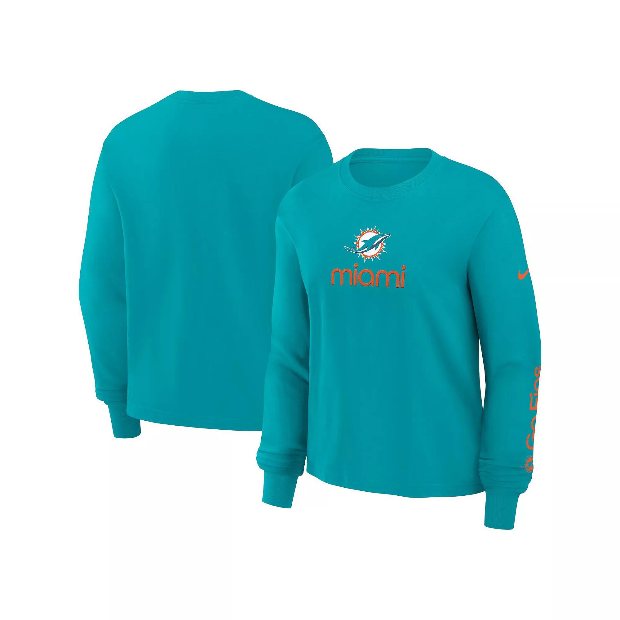 Miami Dolphins Boxy Nike Womens NFL Long-Sleeve T-Shirt | 01N23GT9P-2QV Product Image