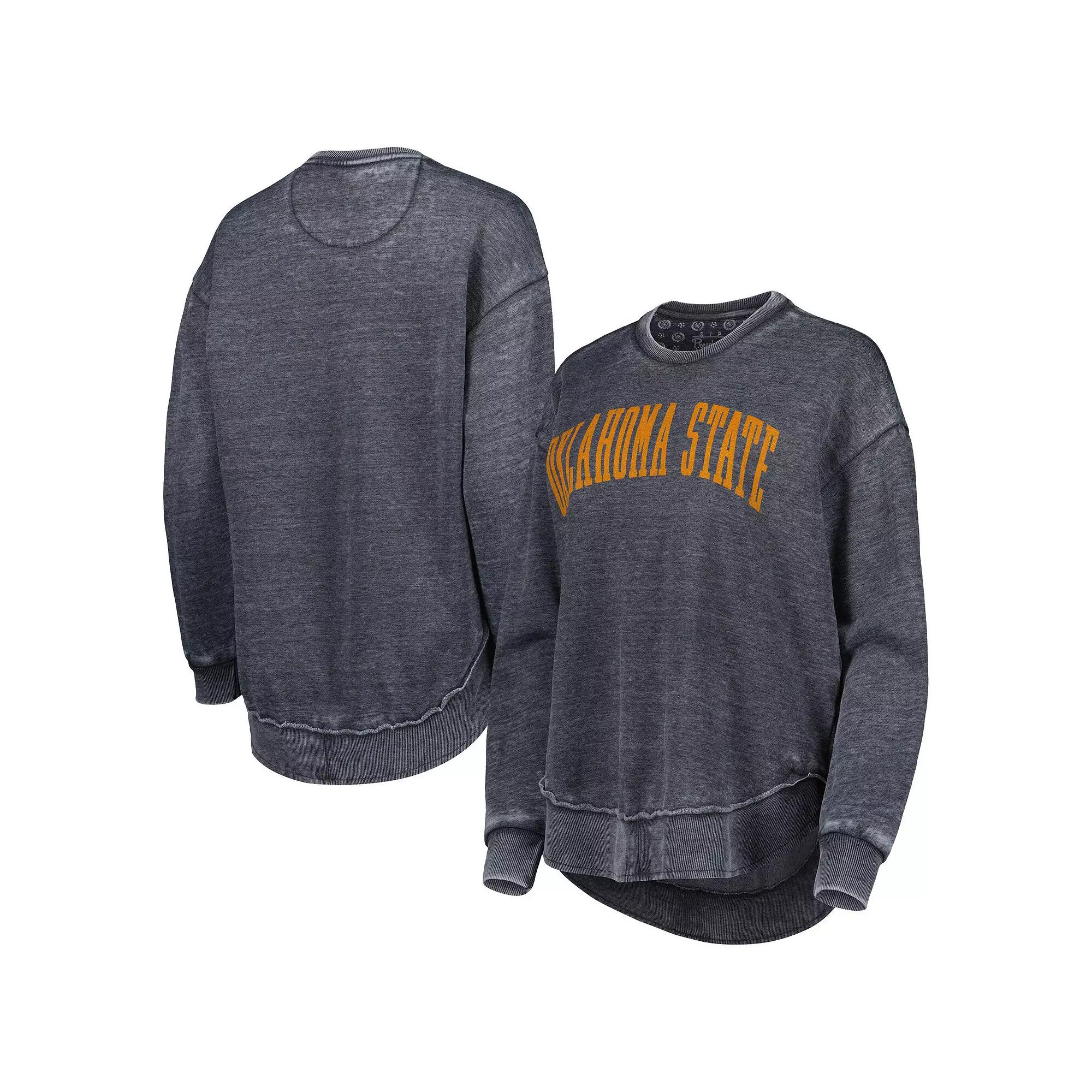 Women's Pressbox Black Oklahoma State Cowboys Vintage Wash Pullover Sweatshirt, Size: Small Product Image