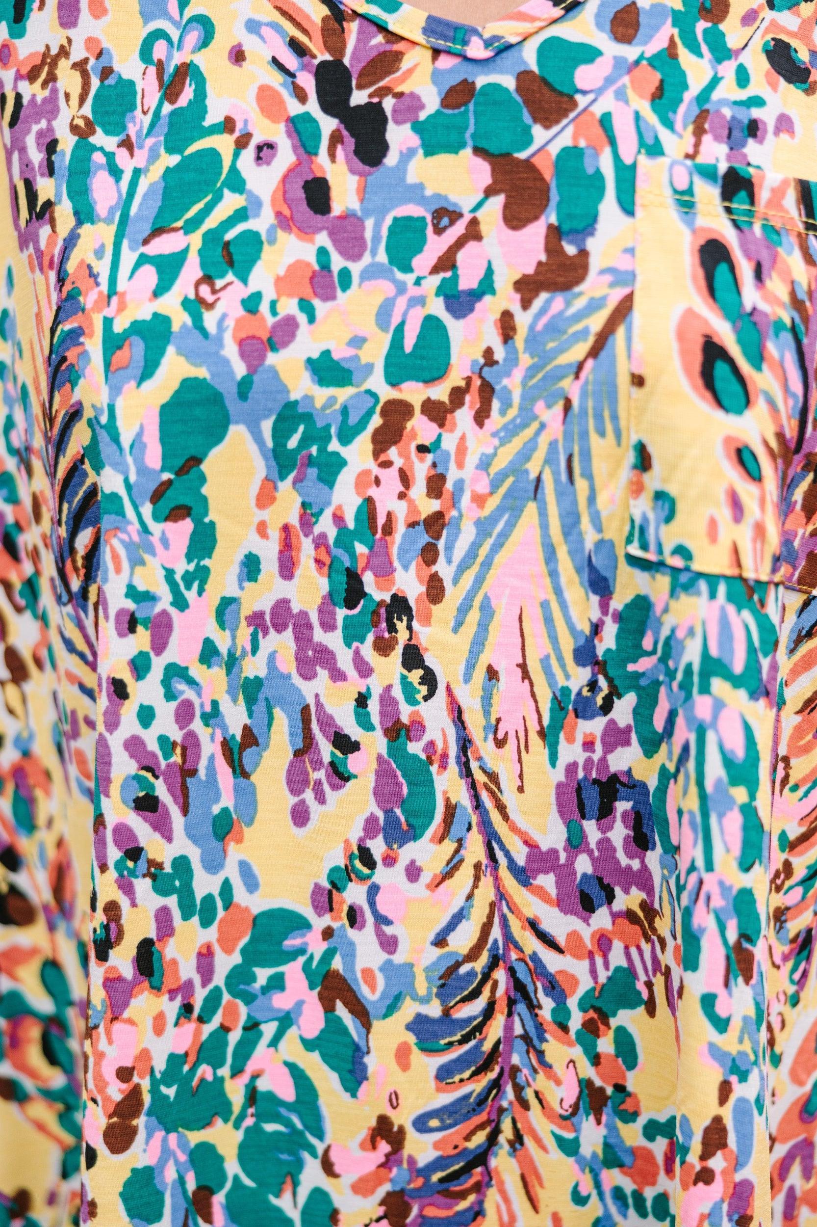 Just You Wait Sunshine Yellow Floral Pocket Top Female Product Image