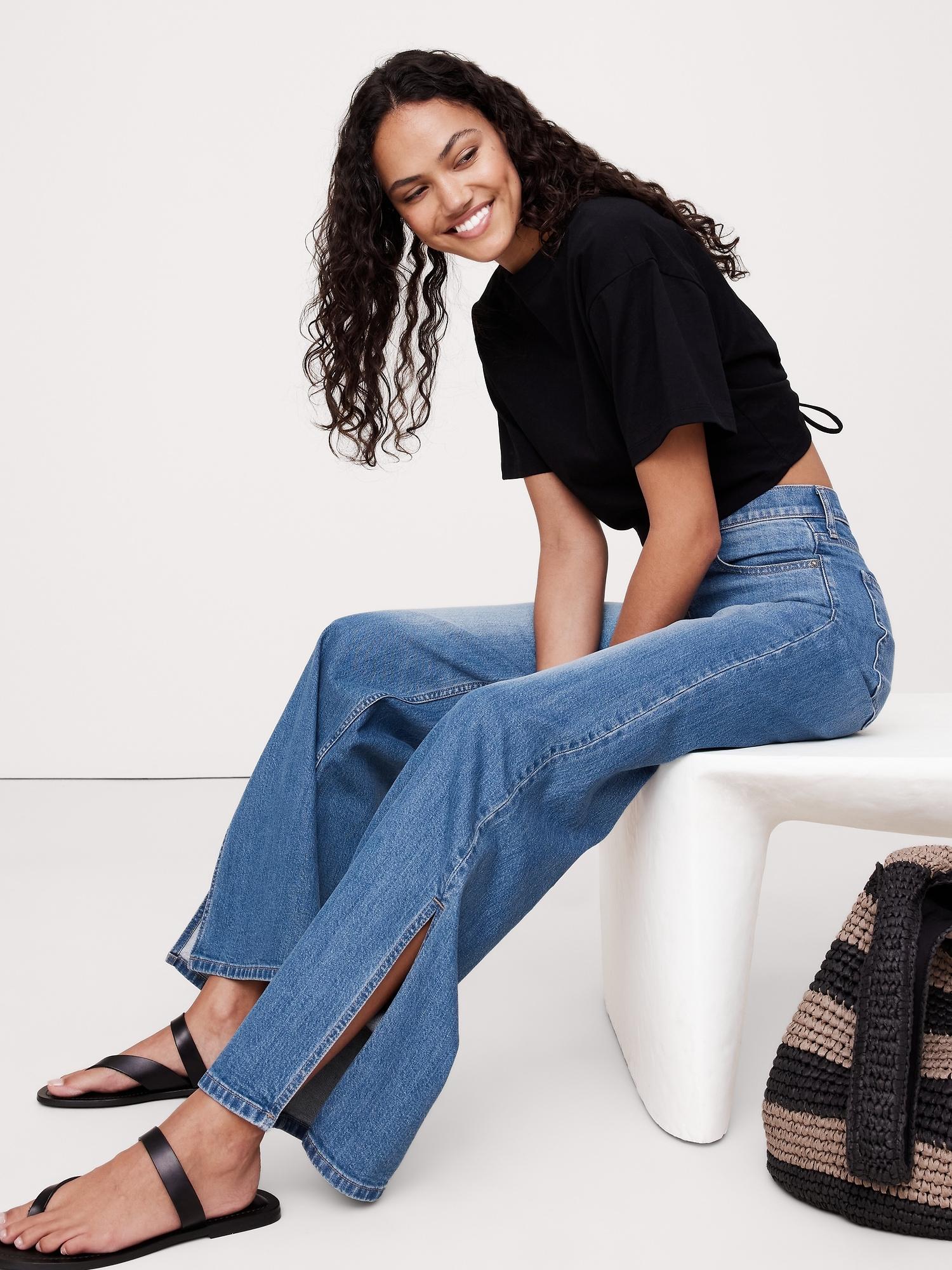 The Icon Classic Mid-Rise Wide-Leg Split-Hem Jean Product Image