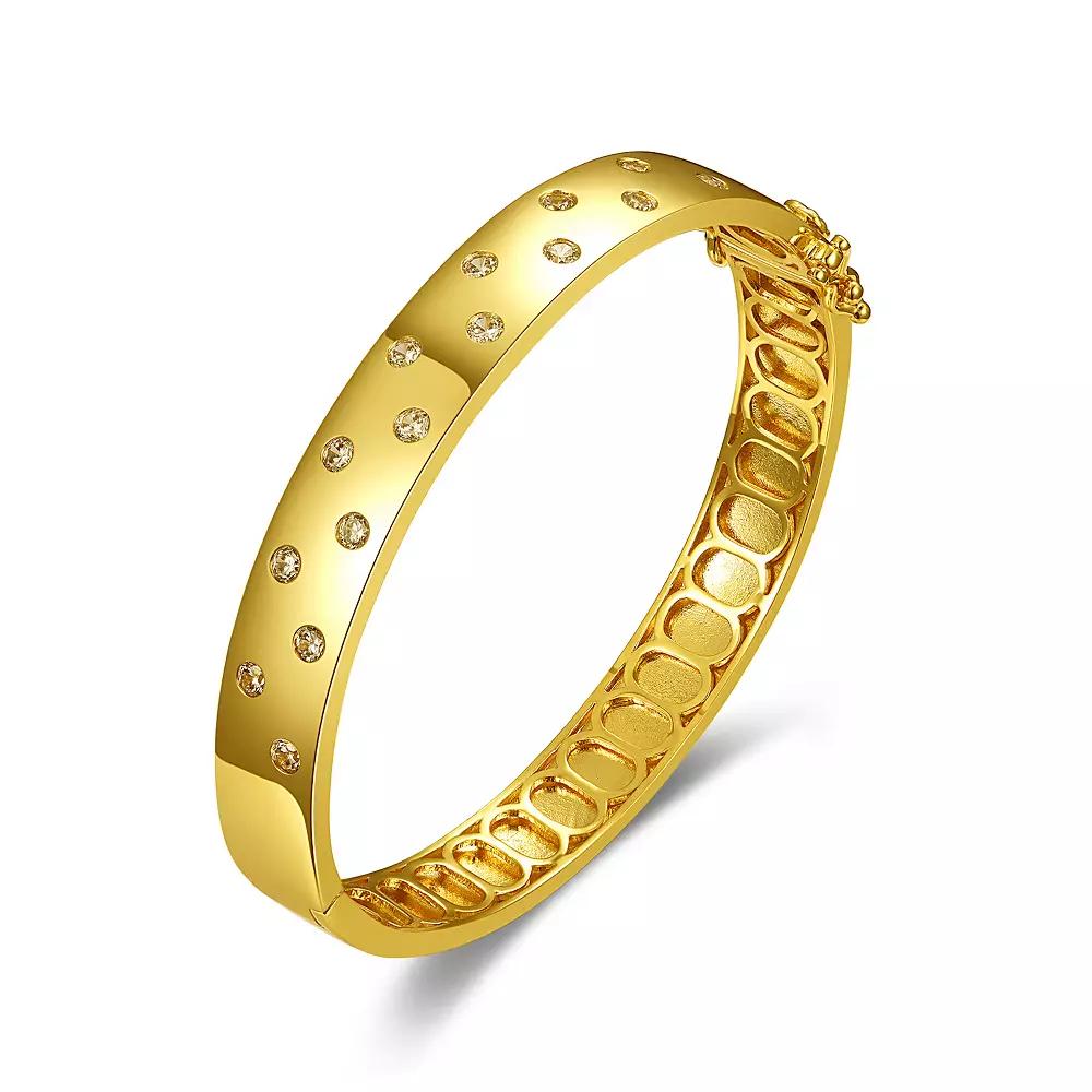 14k Gold Plated Cubic Zirconia Starry Sky Bangle Bracelet, Womens Gold Tone Product Image