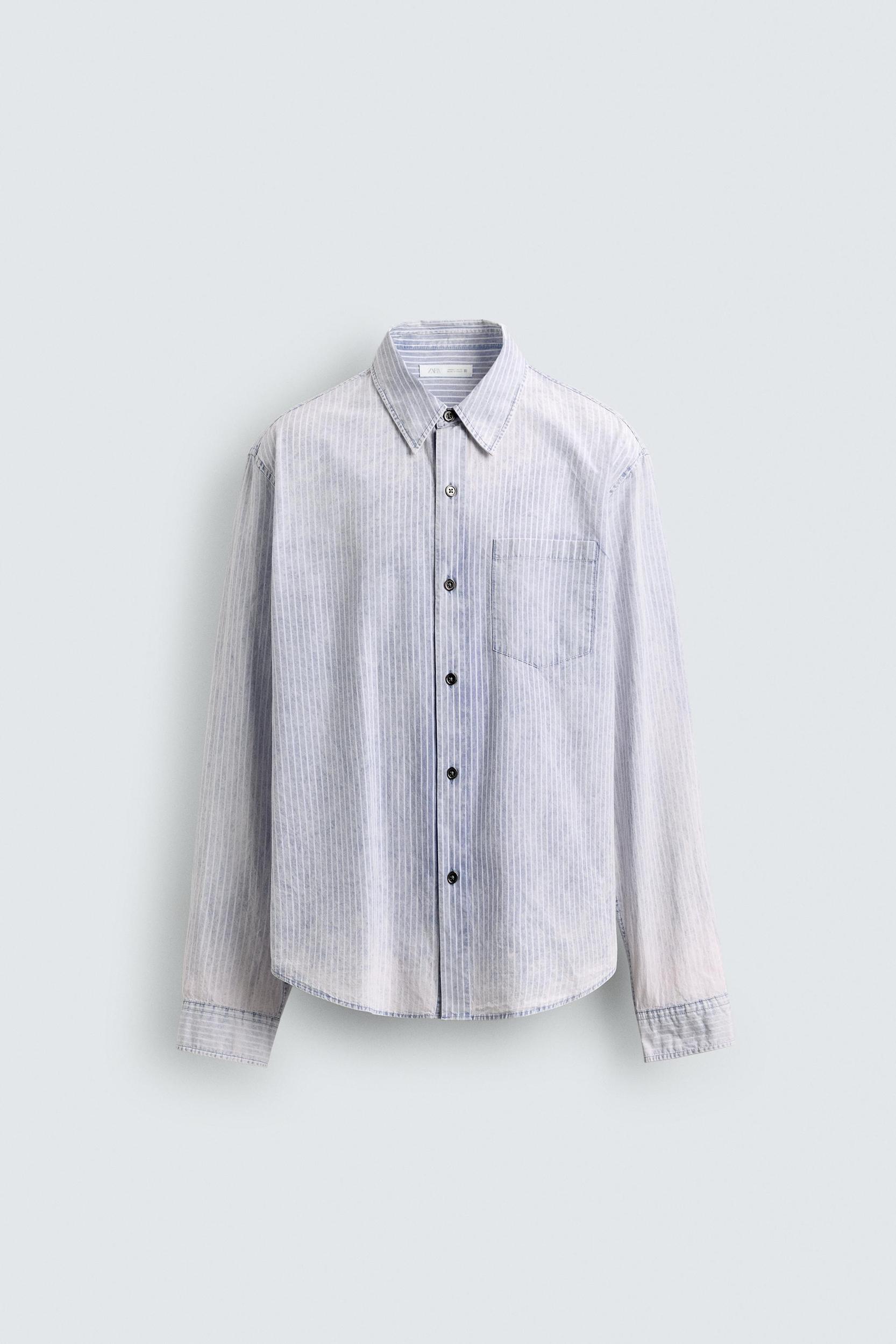 WASHED STRIPED RELAXED FIT SHIRT Product Image