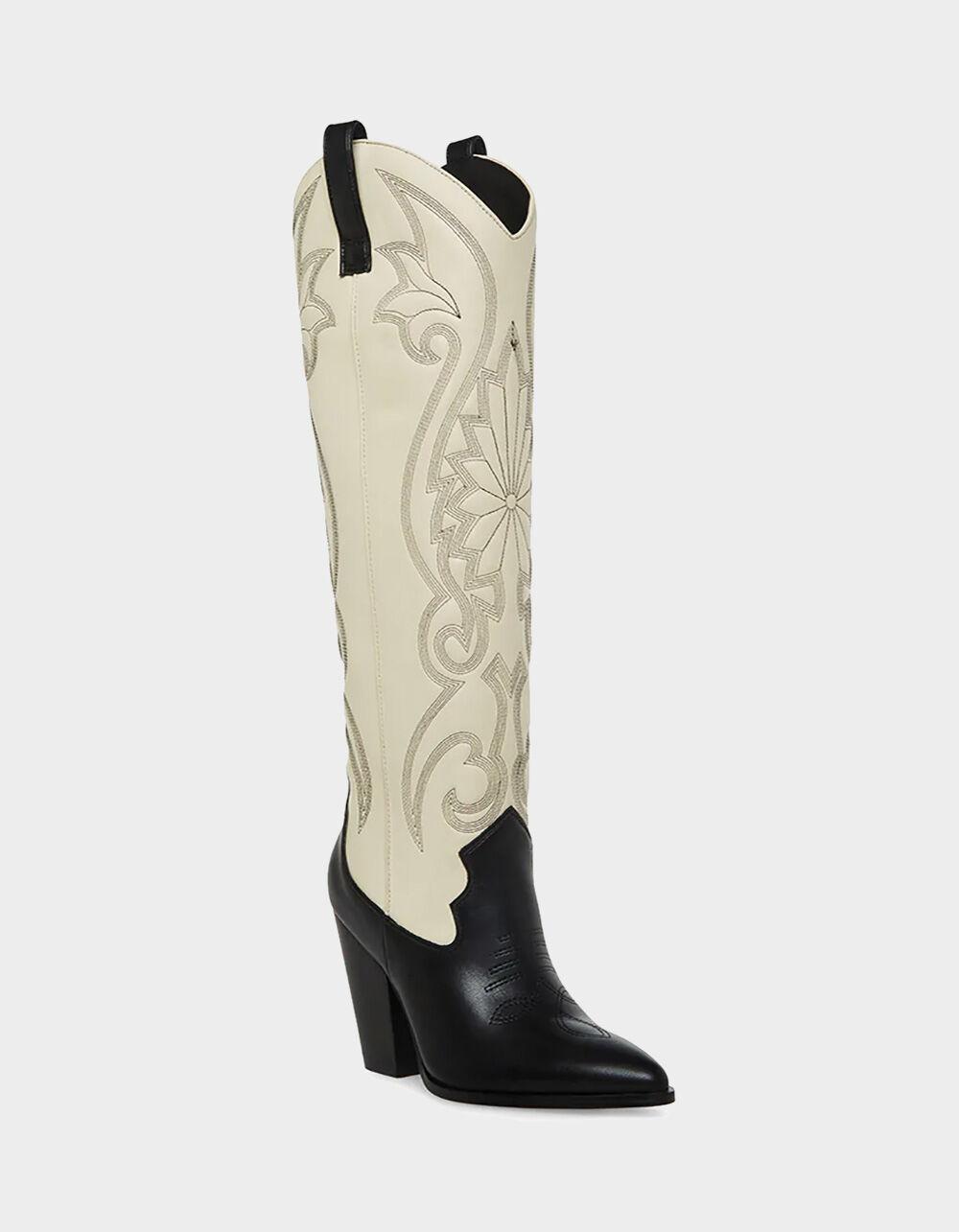 STEVE MADDEN Lasso Womens Tall Western Boots - BLK/WHT Product Image