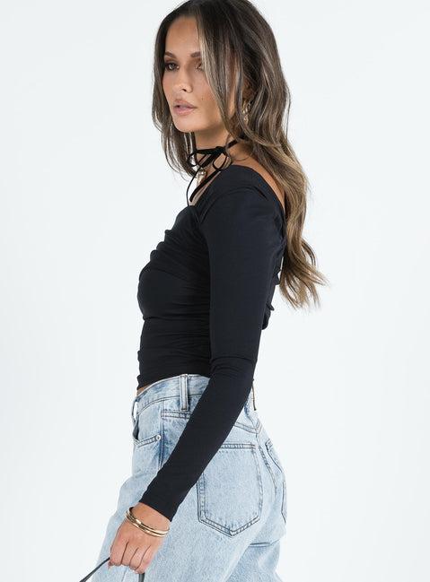 Lynsey Long Sleeve Top Black Product Image