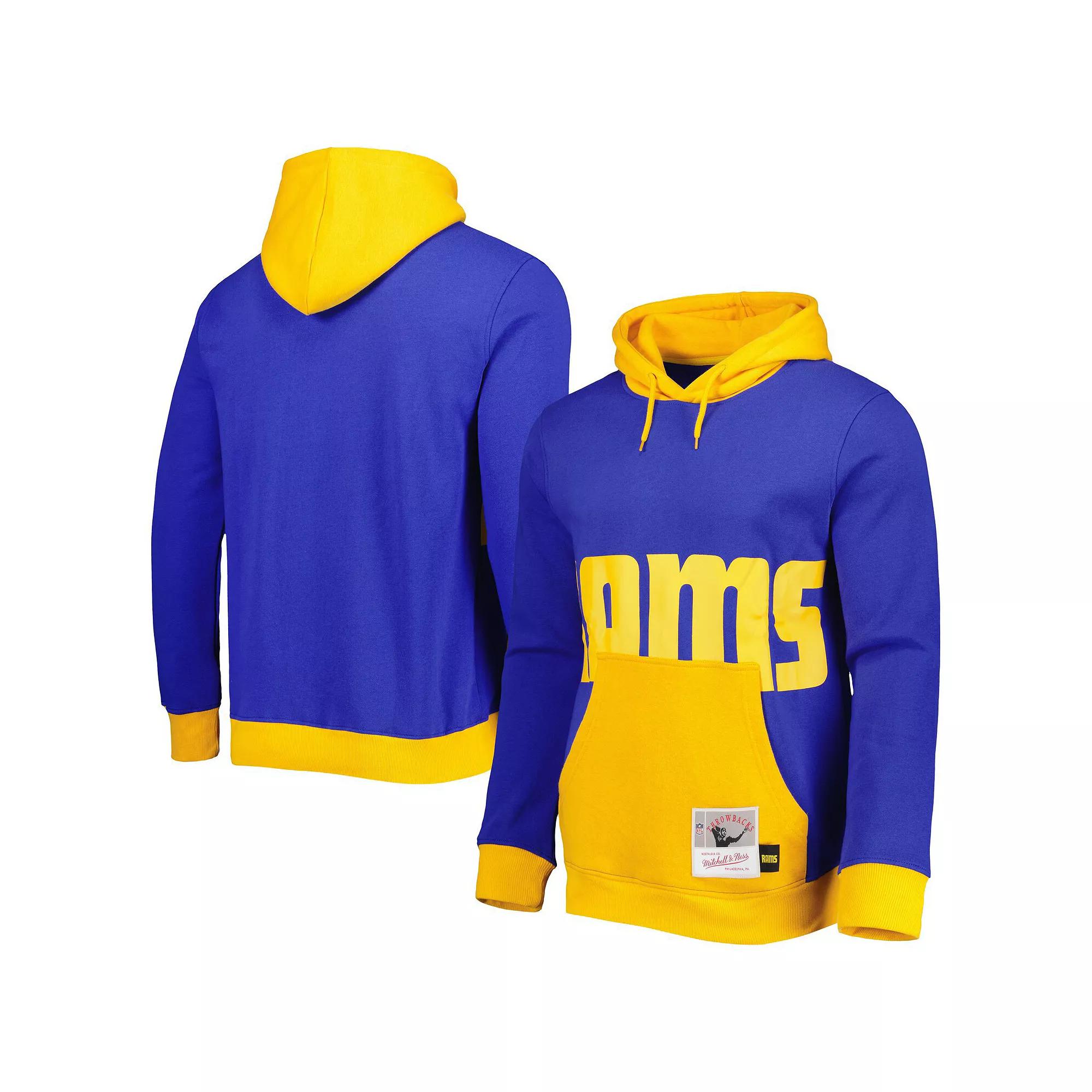 Men's Mitchell & Ness Royal Los Angeles Rams Big Face 5.0 Pullover Hoodie, Size: 2XL, Blue Product Image