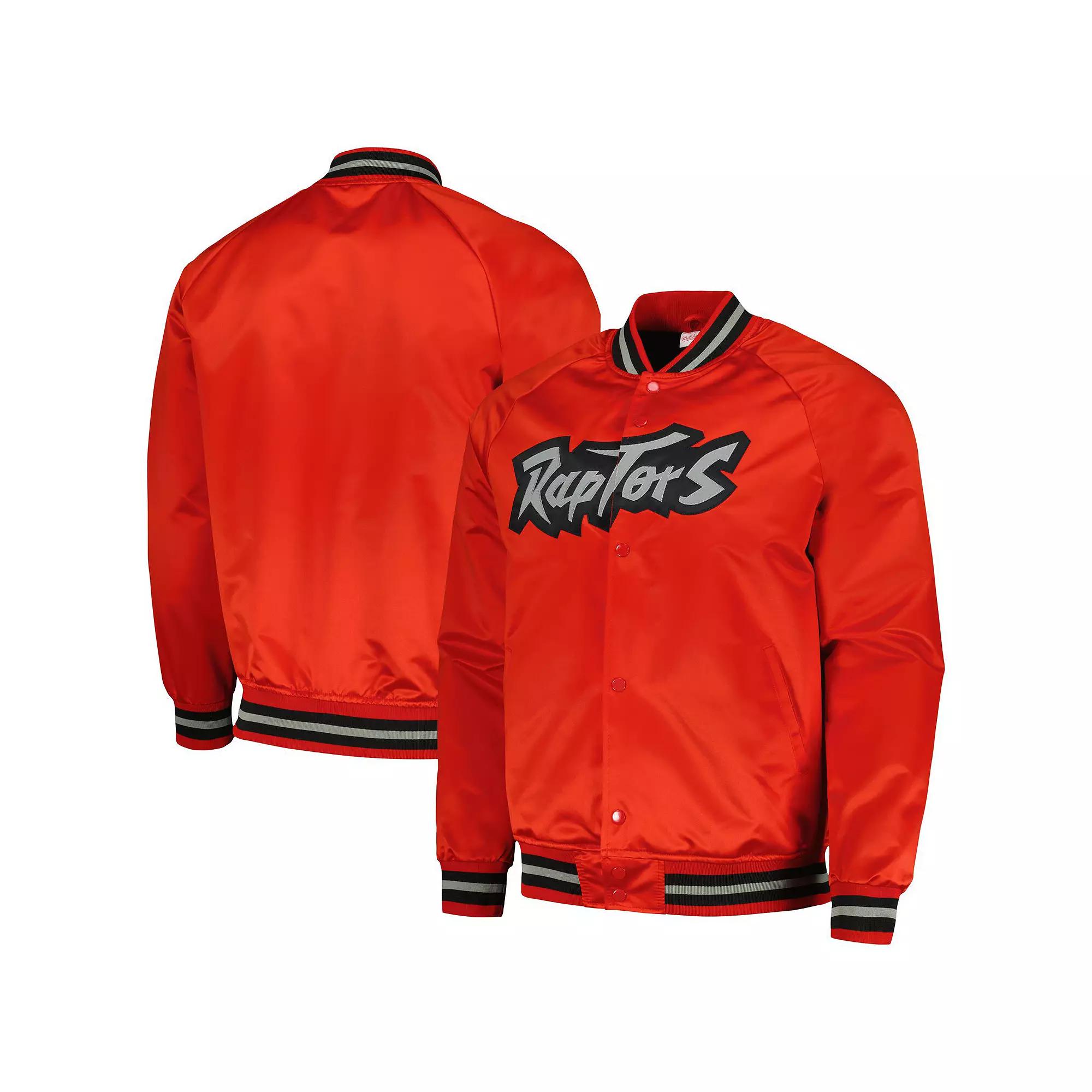 Men's Mitchell & Ness Red Toronto Raptors Hardwood Classics Throwback Wordmark Raglan Full-Snap Jacket,  Product Image