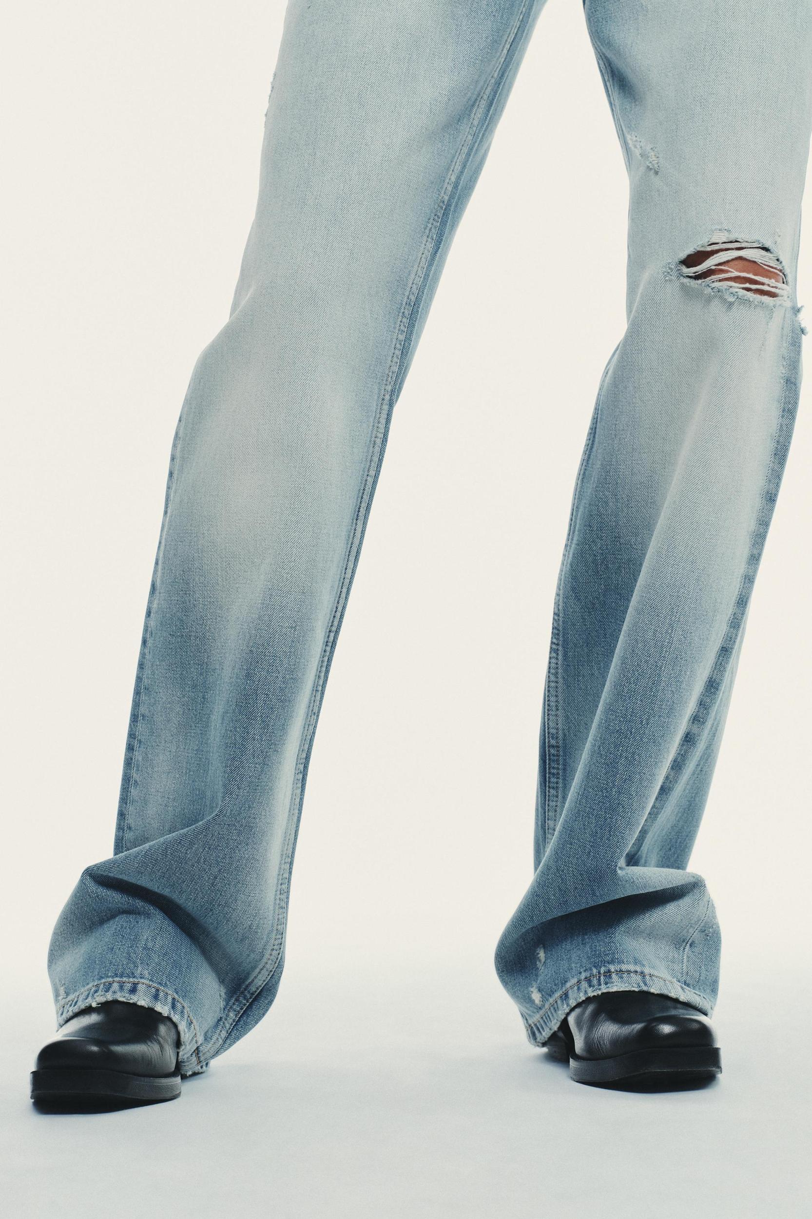 TRF MID-RISE RIPPED WIDE LEG JEANS Product Image
