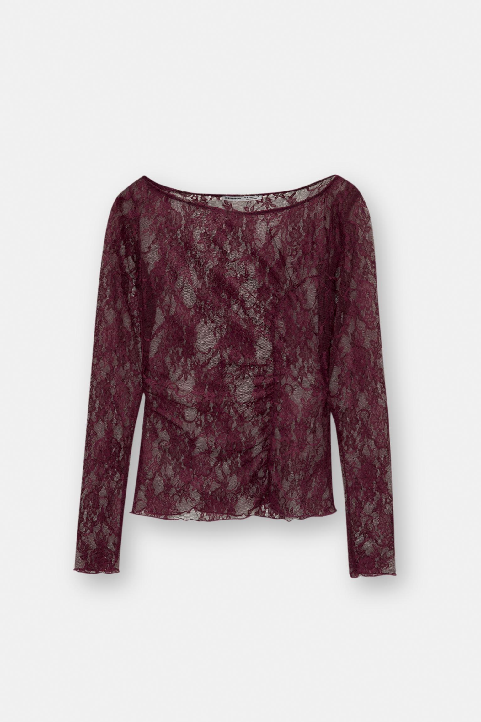 Lace top with gathered detail Product Image