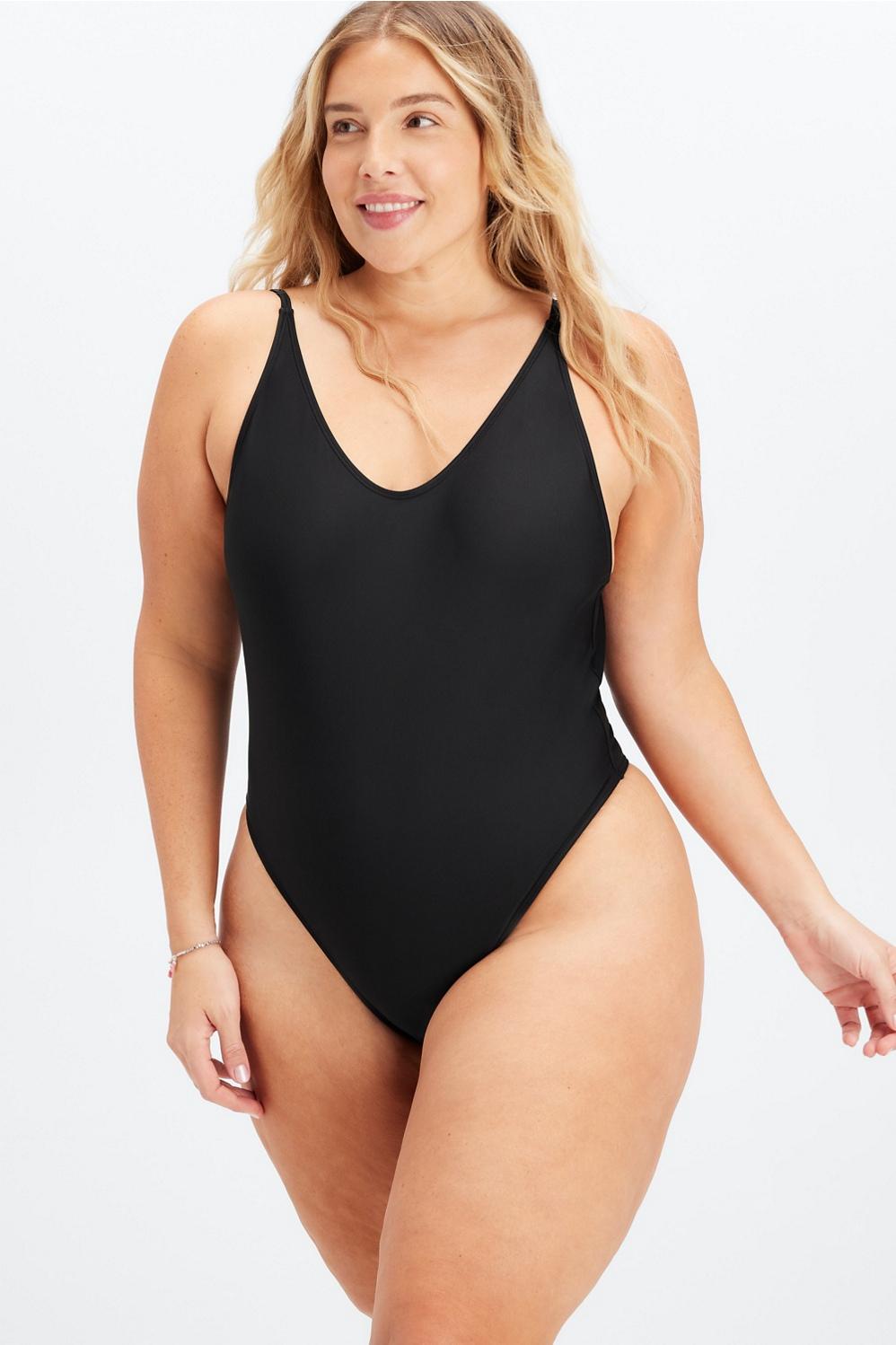 Fabletics Low Back One-Piece Swimsuit Womens black plus Size 4X Product Image